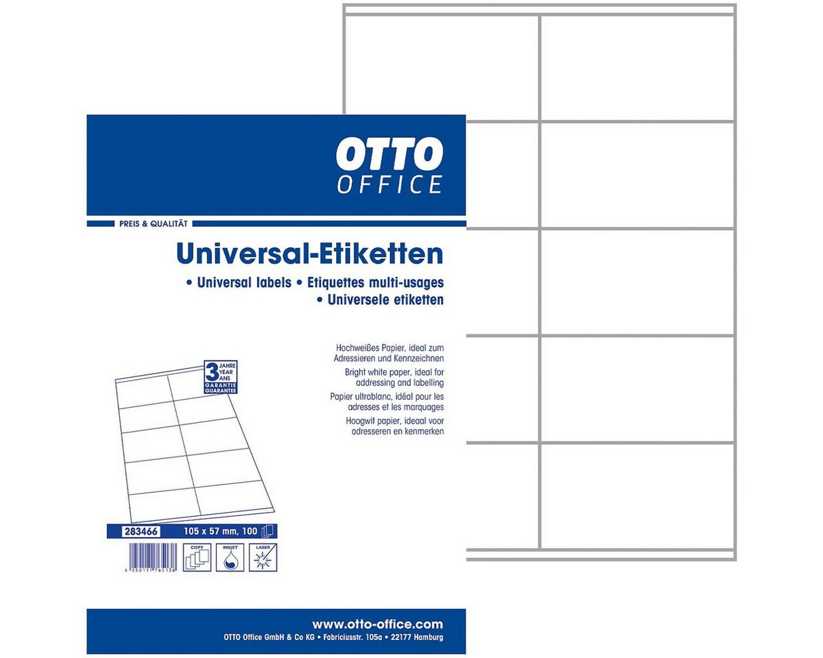 Otto Office Etiketten Standard, 1000 Stück, Päckchen-Adresse (105x57 mm), hochweiß, selbstklebend Bild 3