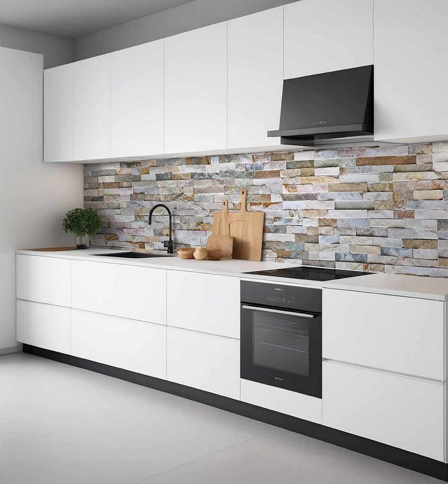 MyMaxxi Küchenrückwand Küchenrückwand selbstklebend Bunter Naturstein Spritzschutz Folie, (Klebefolie passend geschnitten und gerollt B 220 cm x H 60 cm), Bunter Naturstein B 220 cm x H 60 cm