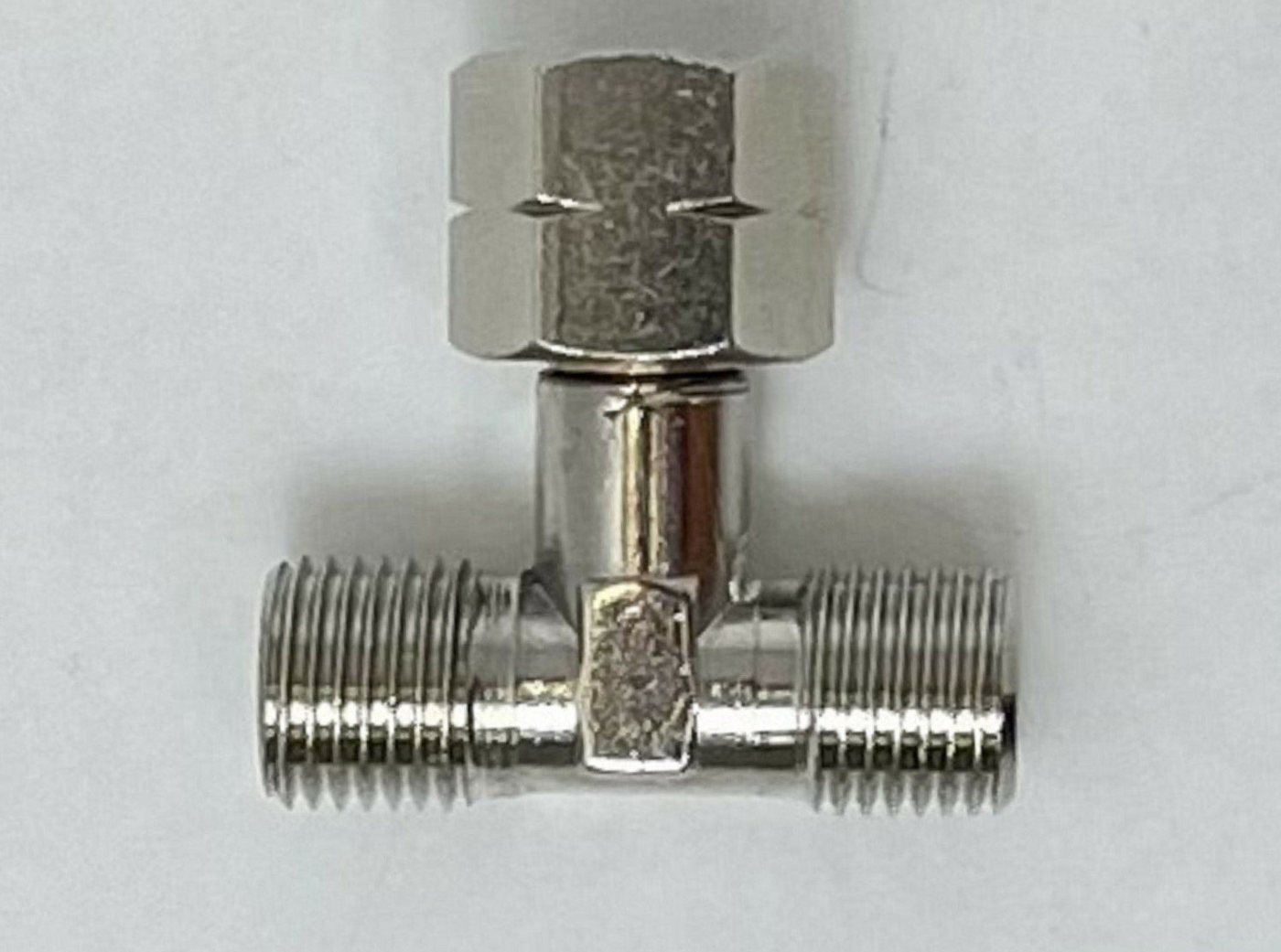 Gasline T-Stück Abzweigventil, (2 Abgänge Linksgewinde für Gasschläuche G 1/4 LH) Bild 3