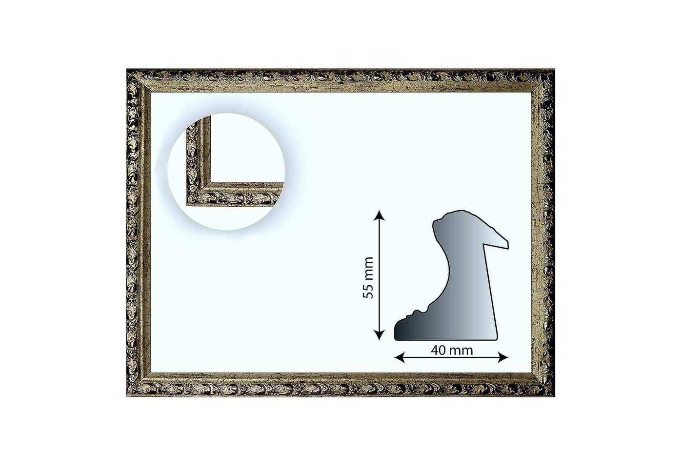 Bilderrahmen Neumann Einzelrahmen Barockrahmen platin fein verziert 812 PLA, verschiedene Varianten Bild 2