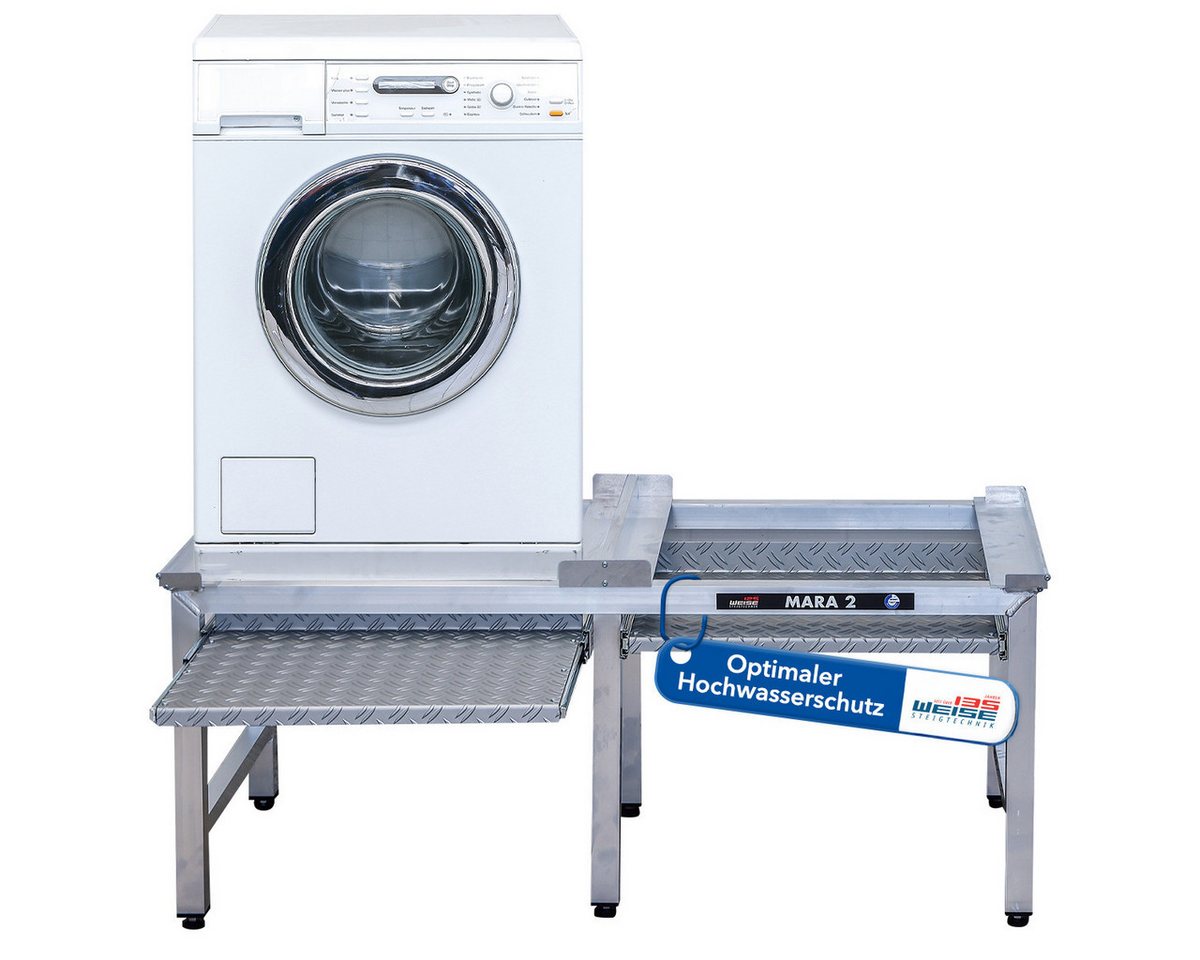 Weise Steigtechnik Waschmaschinenuntergestell Mara 2, für Waschmaschinen & Trockner, 1000kg Tragkraft, 50cm hoch mit Auszug