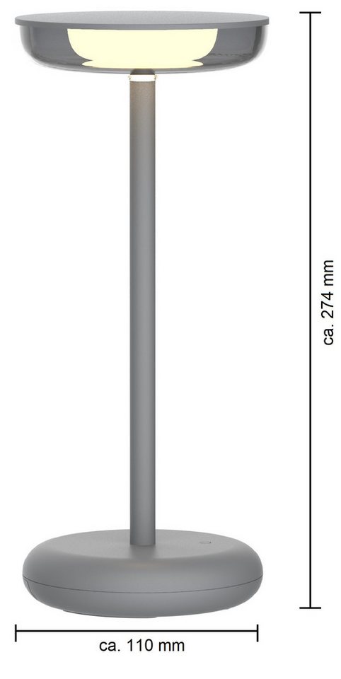 Northpoint LED Nachttischlampe Moderne dimmbare Tischlampe 30cm, warmweiß, USB-C, 1800mAh Akku