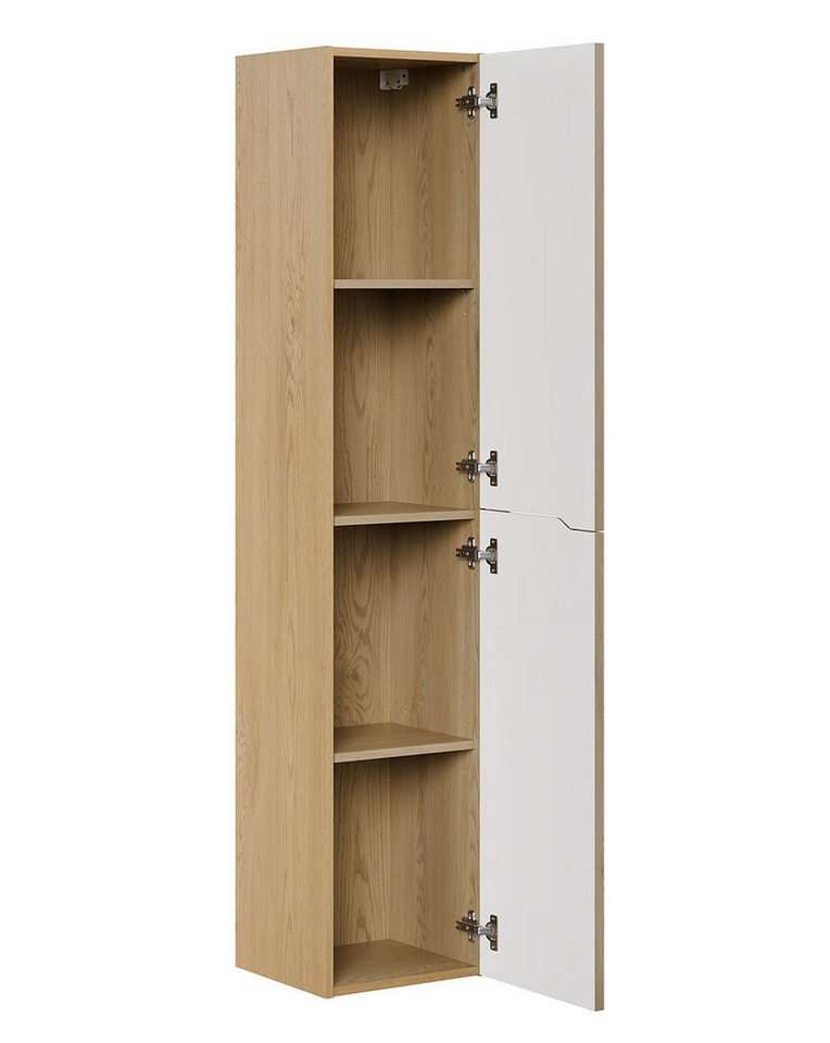 einfachgutemoebel Waschtisch-Set Badezimmer Hochschrank STEINFJORD, 2-türig 170cm hoch, oak, (Badmöbel Set, 1-St., Bad Hochschrank 2-türig)