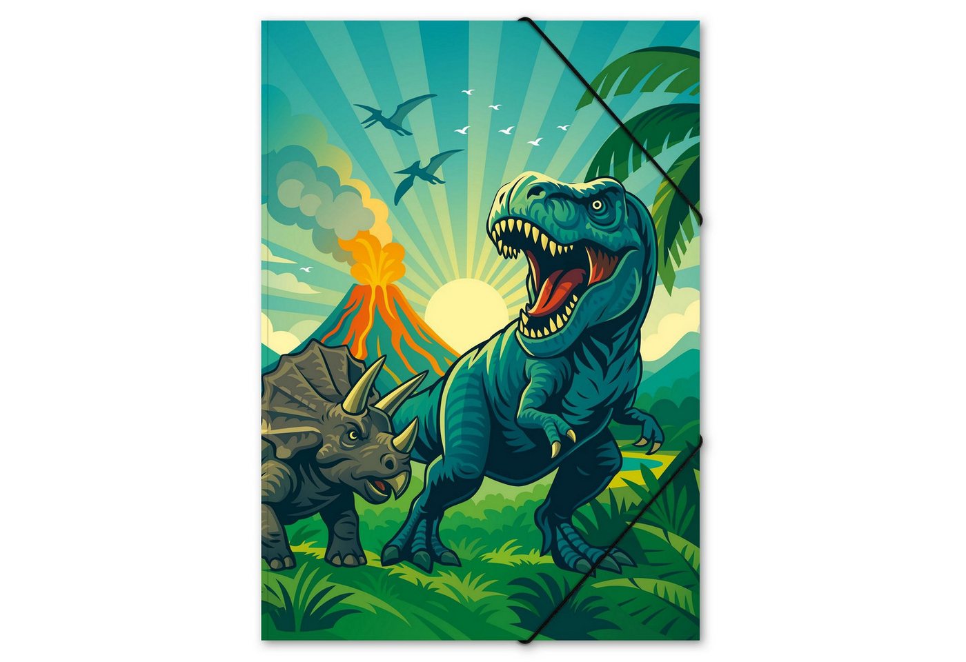 itenga Organisationsmappe ITENGA Gummizugmappe Zeichenmappe A3 PP Motiv Dinosaurier - DINO WORLD Bild 2