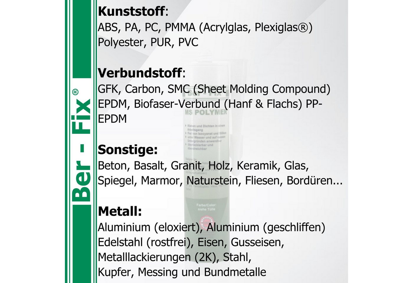 Ber-Fix Montagekleber MS Polymer Transparent BFX-11026-T – Glasklar, (Einzelartikel, 1-tlg), Spiegelgeeignet & Unterwasserfest Bild 5