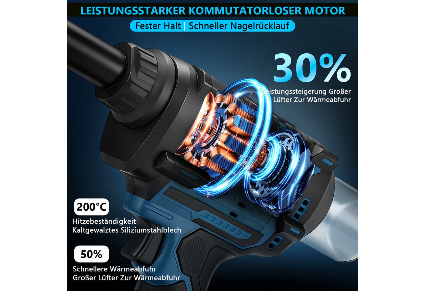 XERSEK Blindnietzange Akku Nietzange Popnietenzange Kompatibel Makita Akku, Blindnietzange, Für Alu-Nieten 2,4-6,0mm, inkl.4 Spannzangen, Koffer, 3 Ersatzbacken, Setzkraft: 10kN, Werkstatt/Höhenarbeiten/DIY-Projekte usw. Bild 5