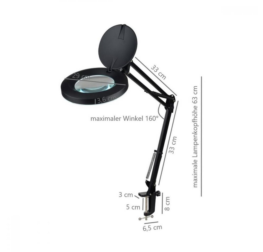 Semplix LED Arbeitslicht - Lupen-LED-Tischleuchte inkl. Tischklemme (schwarz) Bild 5