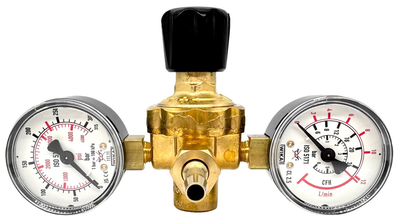 WELDINGER Druckregler Druckregler Schutzgas für Einwegflaschen zwei Manometer (M10x1 rechts), (1-St), zwei Manometer Bild 2