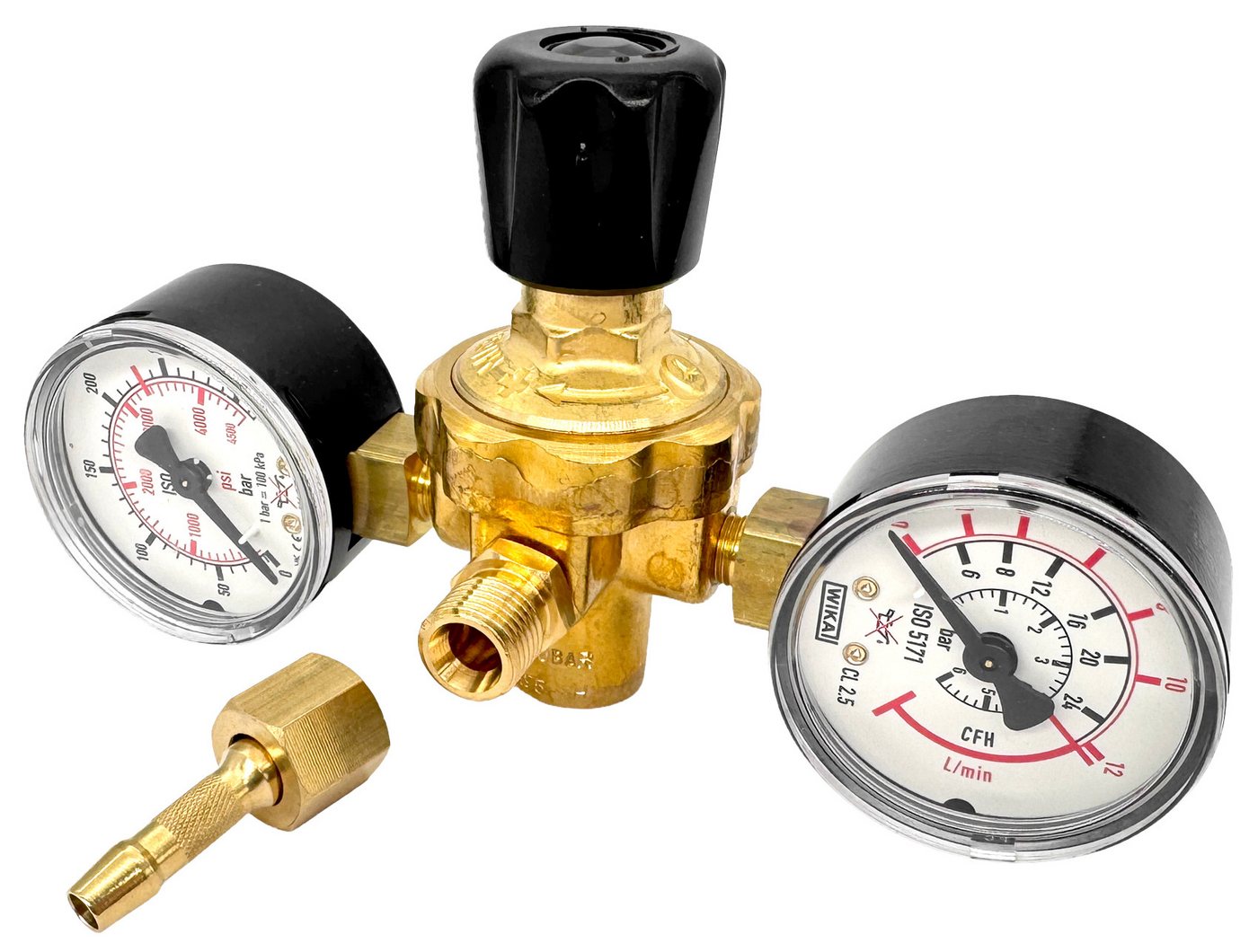 WELDINGER Druckregler Druckregler Schutzgas für Einwegflaschen zwei Manometer (M10x1 rechts), (1-St), zwei Manometer Bild 3