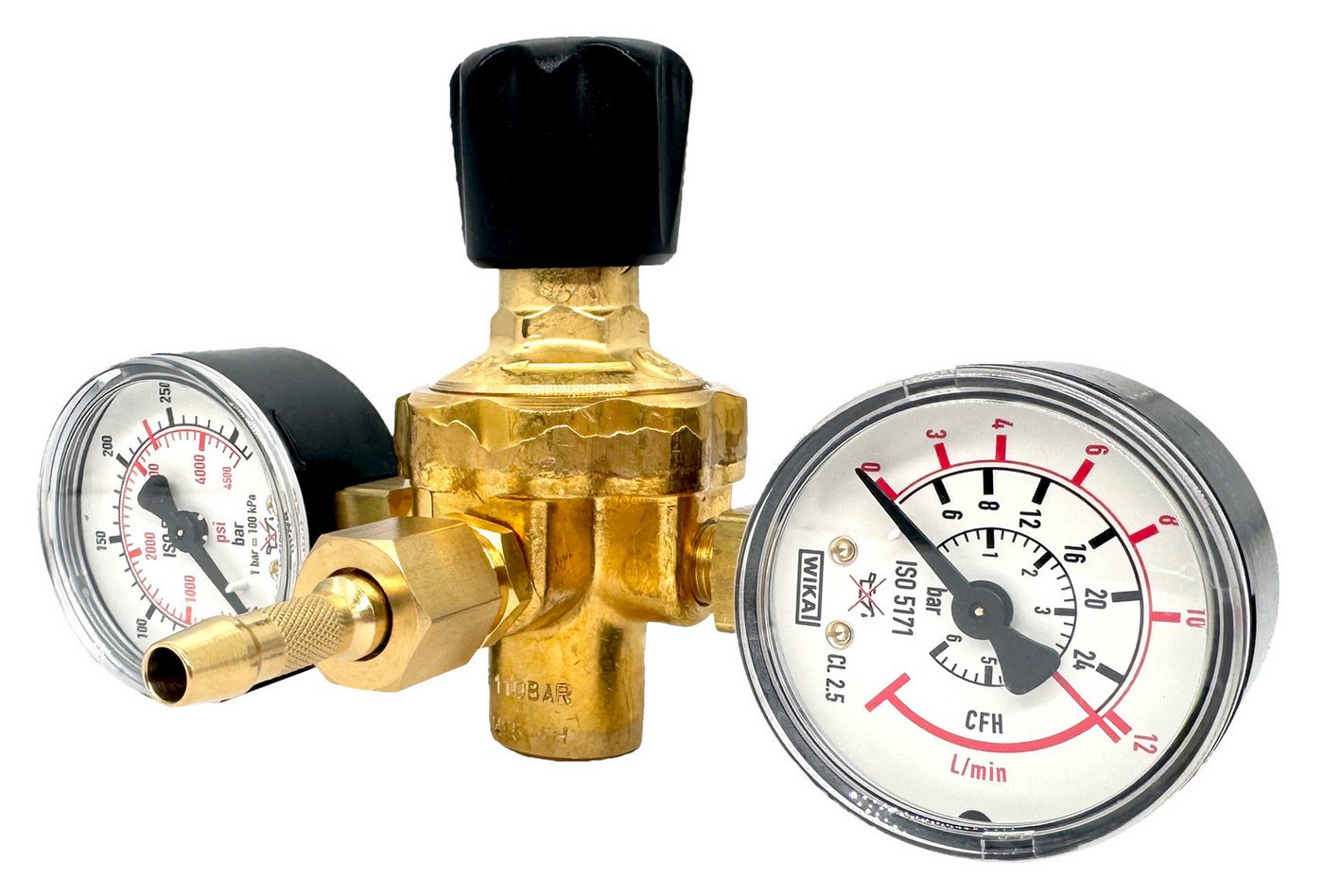 WELDINGER Druckregler Druckregler Schutzgas für Einwegflaschen zwei Manometer (M10x1 rechts), (1-St), zwei Manometer Bild 5