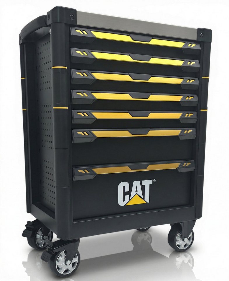 CAT Werkstattwagen Werkzeugkasten 5 von 7 Schubladen bestückt – Profi Werkzeugwagen, Mobiler Werkzeugschrank mit Rollen Bild 2