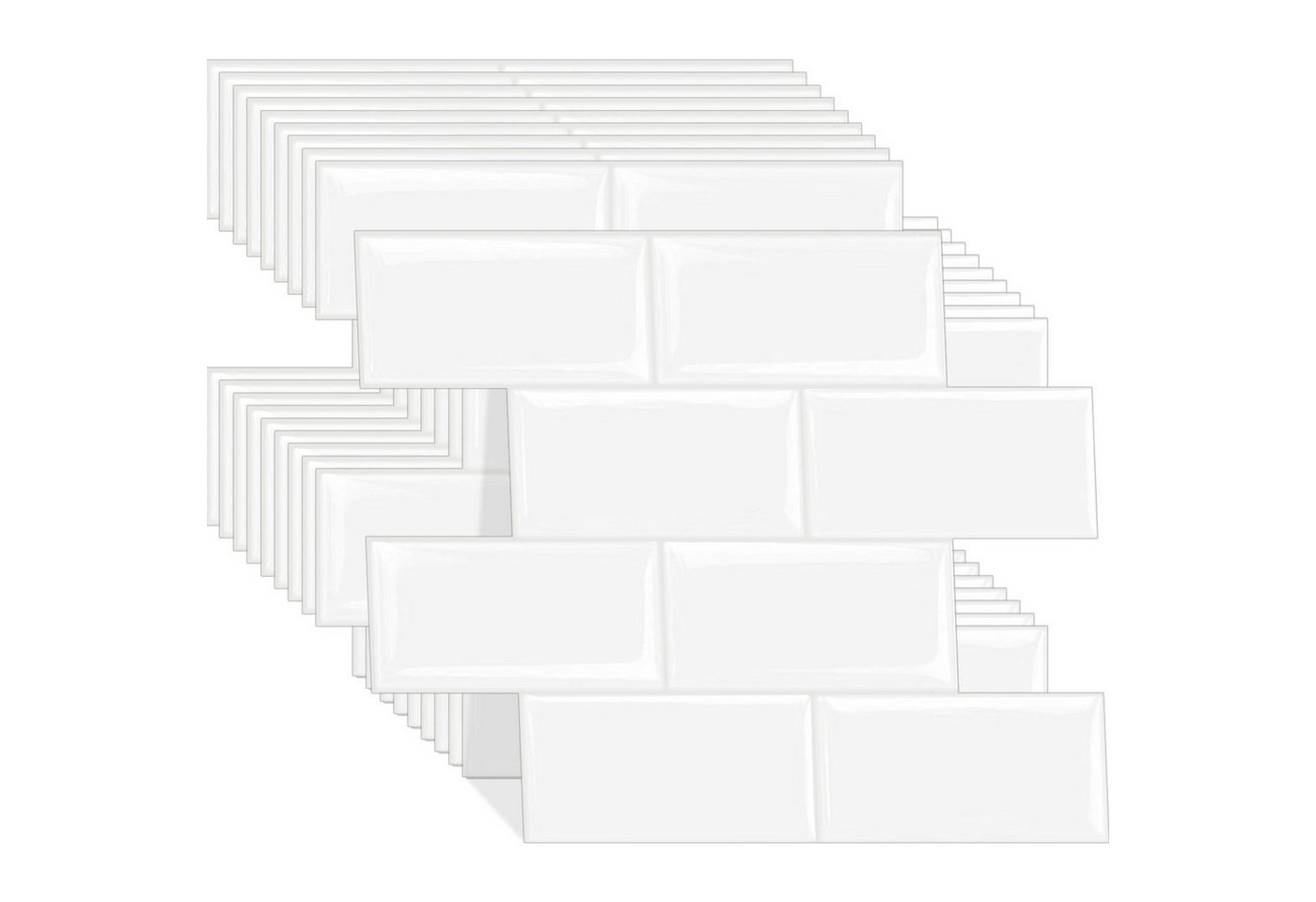 Agger Küchenrückwand Selbstklebende Metro-Fliesen, Klebefliesen als Spritzschutz, (10-tlg), für Küche & Bad (10er-Pack, 32x27 cm, extra starke Ausführung)