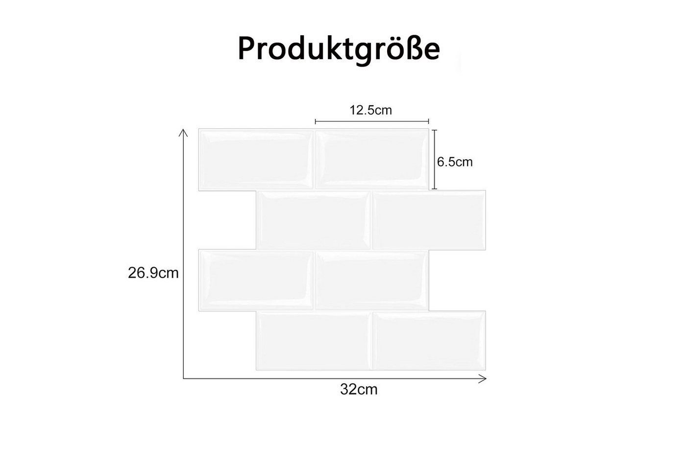 Agger Küchenrückwand Selbstklebende Metro-Fliesen, Klebefliesen als Spritzschutz, (10-tlg), für Küche & Bad (10er-Pack, 32x27 cm, extra starke Ausführung) Bild 4