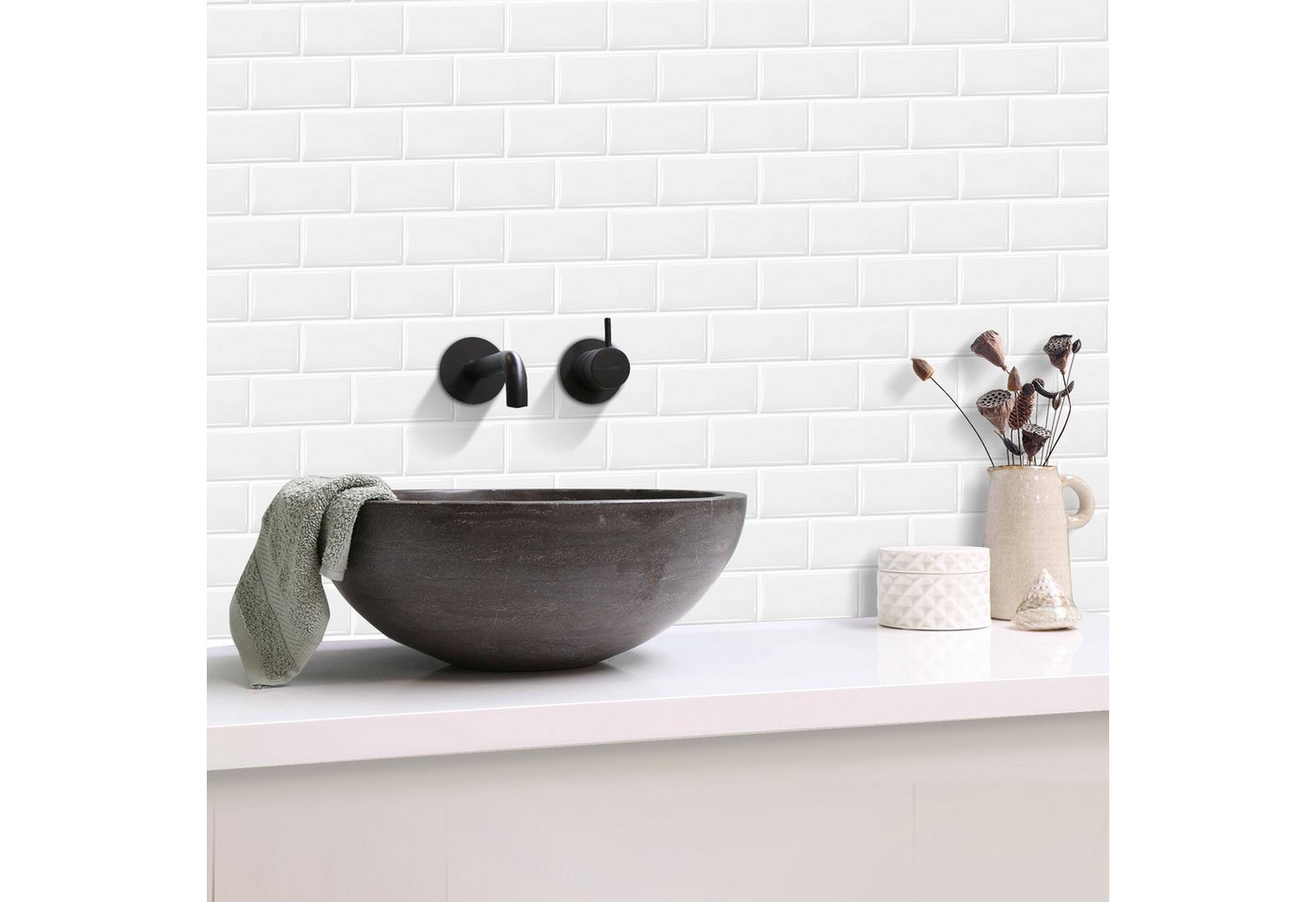 Agger Küchenrückwand Selbstklebende Metro-Fliesen, Klebefliesen als Spritzschutz, (10-tlg), für Küche & Bad (10er-Pack, 32x27 cm, extra starke Ausführung) Bild 5