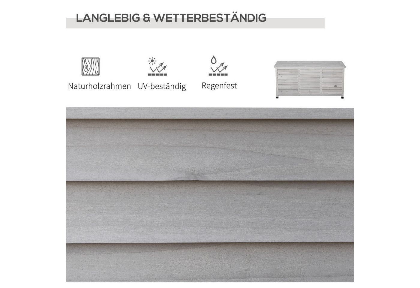 CHICFURN Gartenbox 127x56x60 cm aus Holz, wasserfest (Gerätehaus Gerätescharank, 1 St., Gerätehaus mit großer Stauraumfläche), Dauerhaft & praktisch für Gartenutensilien, in Gelb Bild 2
