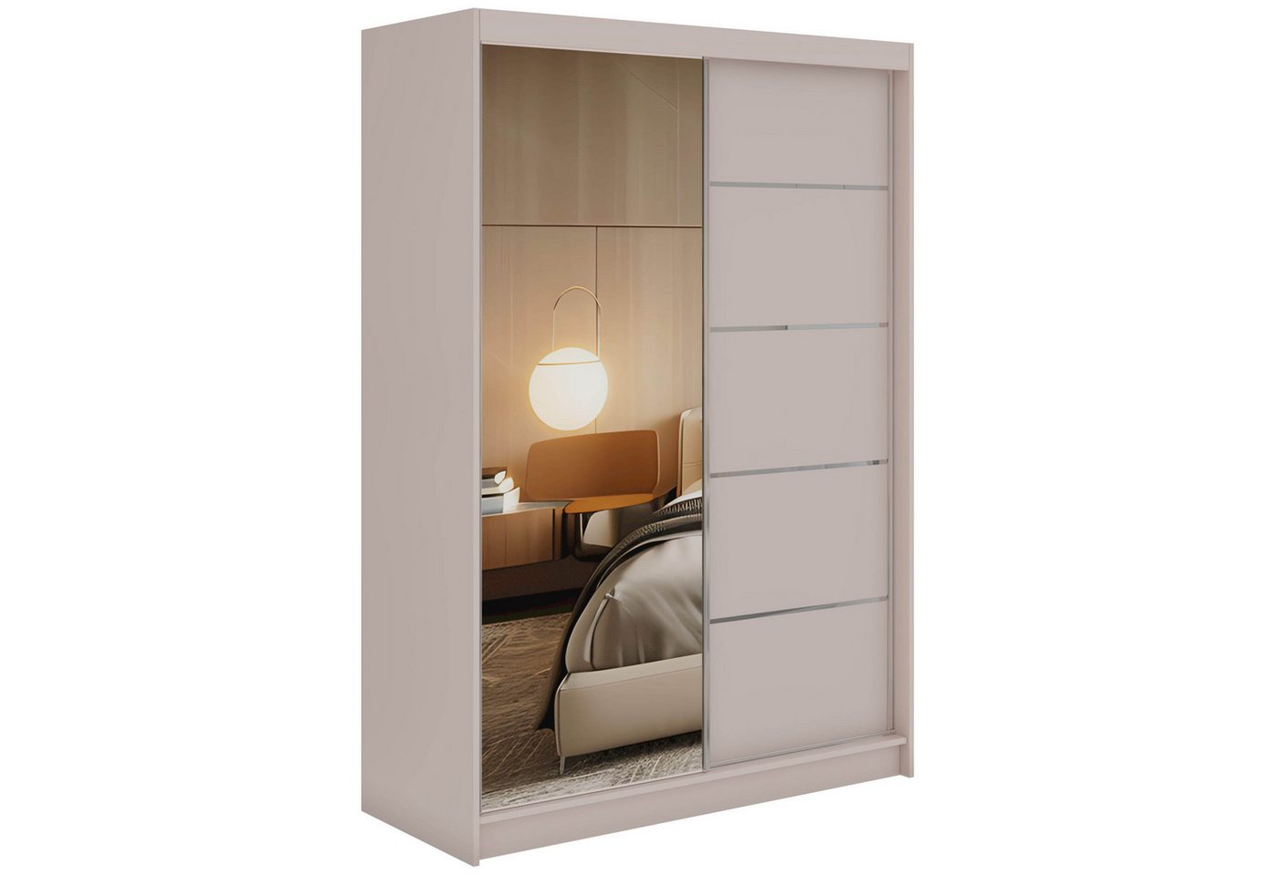 MKS MÖBEL Schiebetürenschrank SKORIA 150 (Packung, mit Schiebetüren, Kleiderstangen) Kleiderschrank 150 cm mit Schiebetüren und Spiegel Bild 3