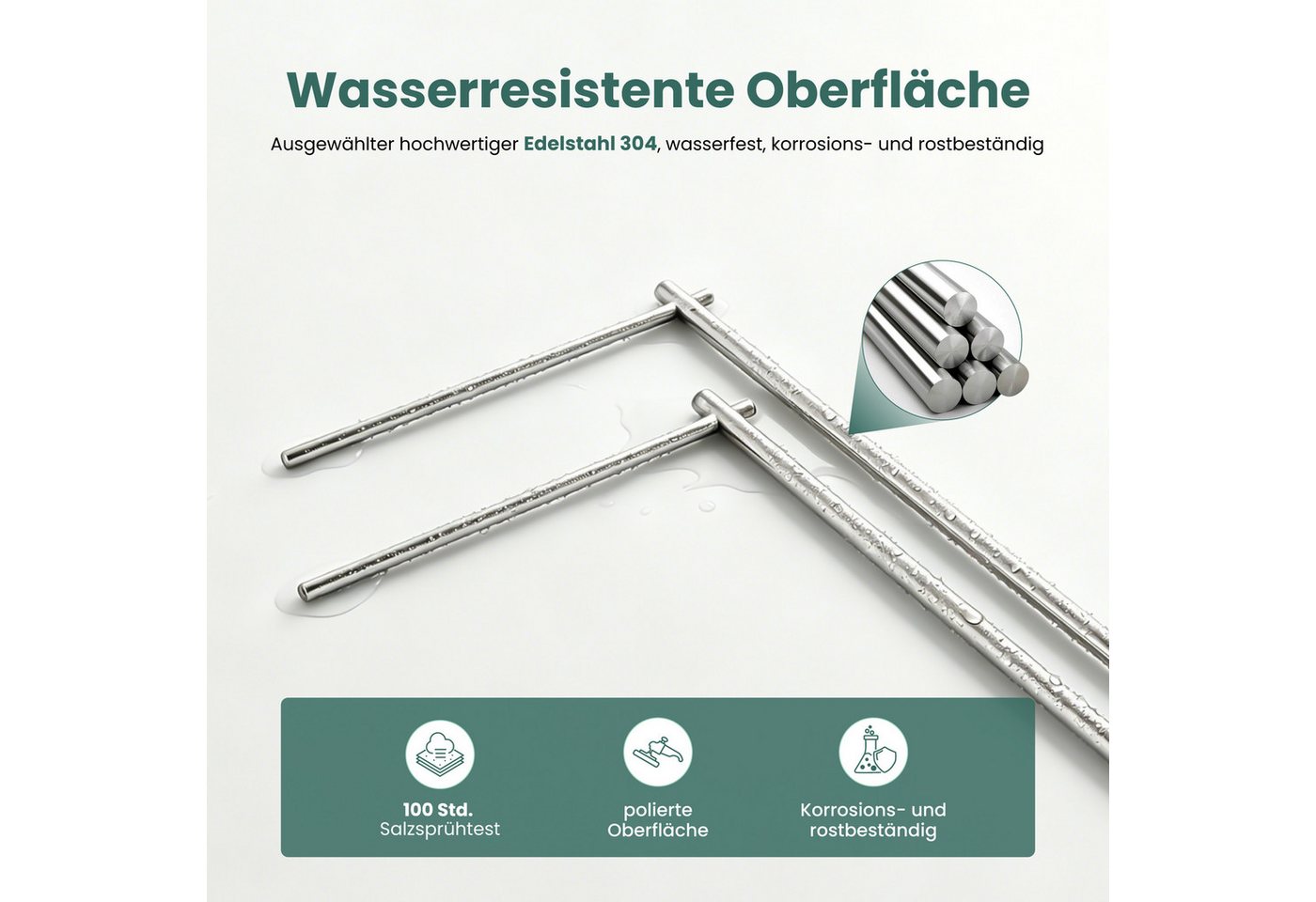 Mai & Mai Handtuchhalter Stehend Bad Handtuchständer mit 2 Handtuchstangen Edelstahl Tavrin-07, Versetzte Handtuchstangen,Untere Ablage,304-Edelstahl,Freistehend Bild 2