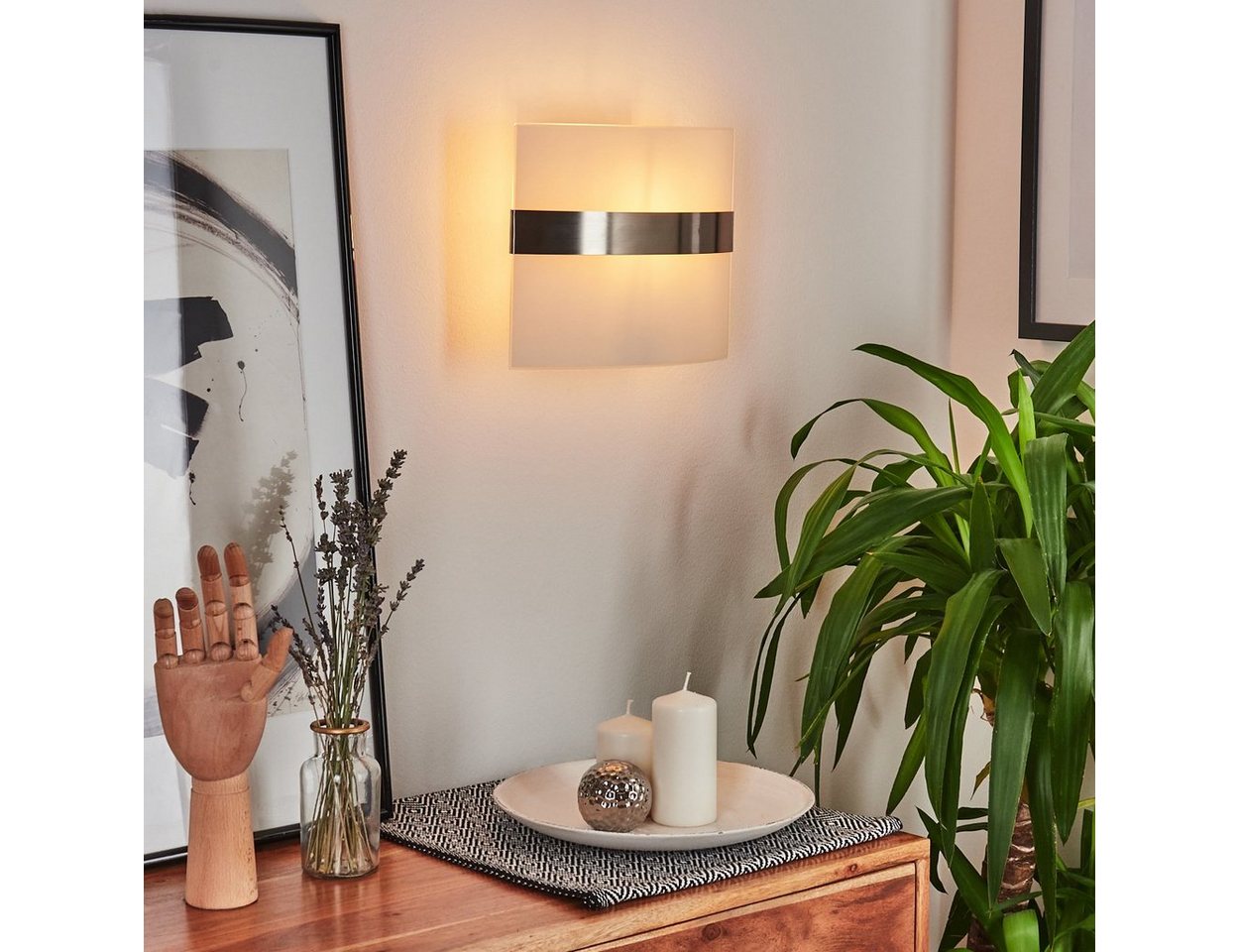 hofstein Wandleuchte »Cusighe« Wandlampe aus Glas/Metall in Stahl gebürstet, ohne Leuchtmittel, 2800 Kelvin, Wandspot m. Up&Down-Effekt, 1xE27, m. Lichteffekt Bild 4