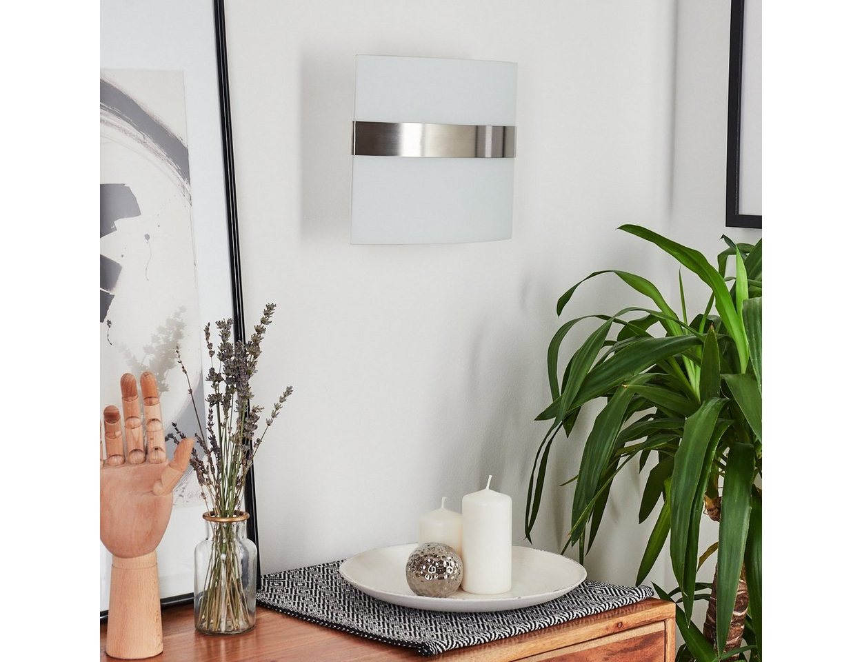 hofstein Wandleuchte »Cusighe« Wandlampe aus Glas/Metall in Stahl gebürstet, ohne Leuchtmittel, 2800 Kelvin, Wandspot m. Up&Down-Effekt, 1xE27, m. Lichteffekt Bild 5
