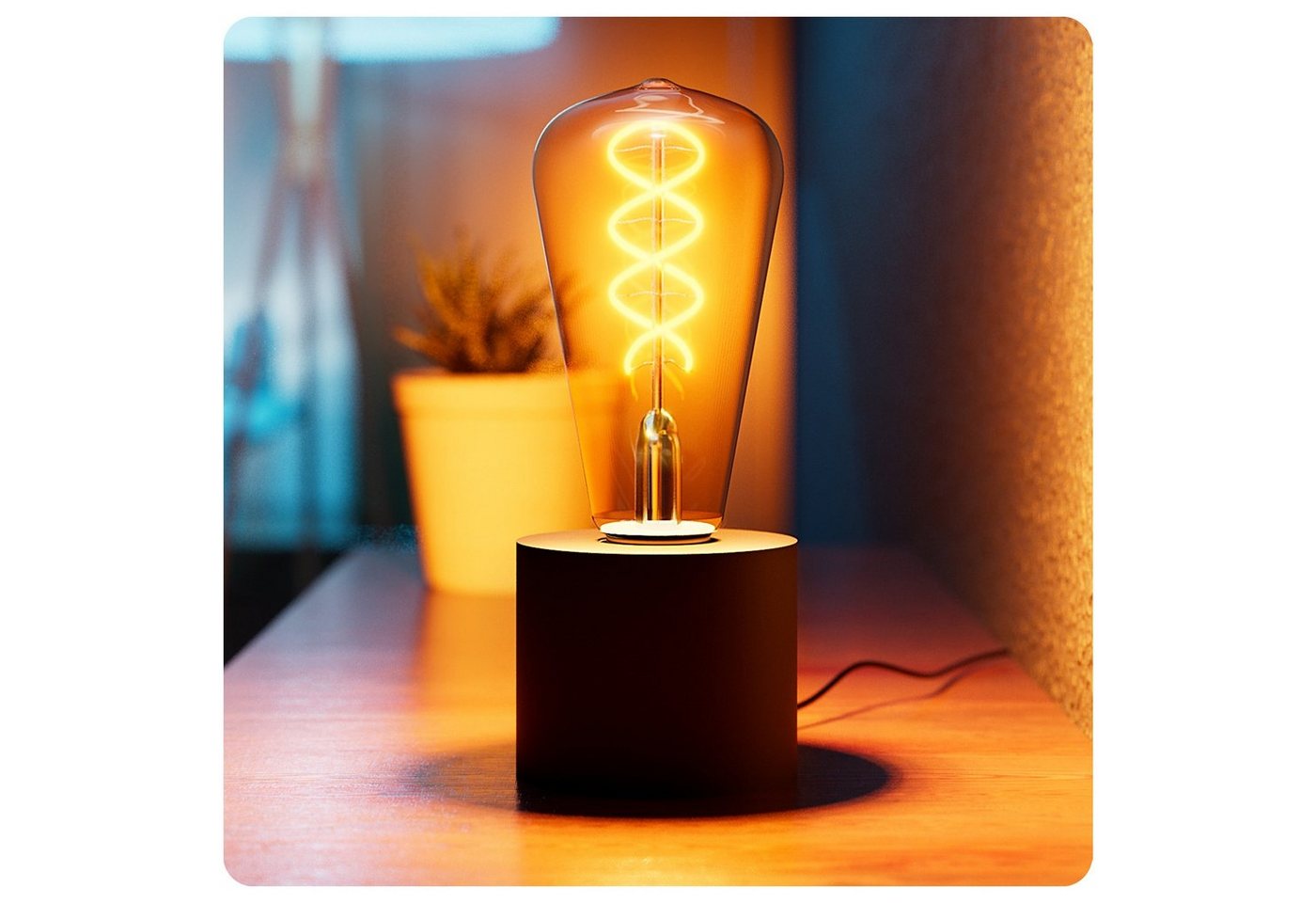 SSC-LUXon LED Spiegelleuchte NAMBI Wand- & Tischlampe schwarz mit Kabel & Stecker mit Edison LED, Extra Warmweiß