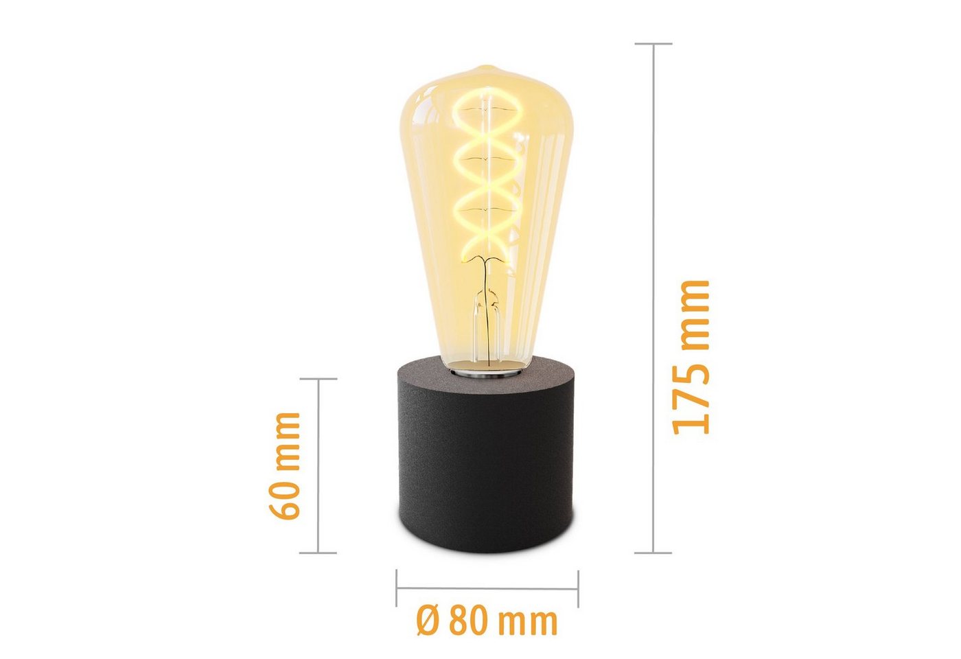 SSC-LUXon LED Spiegelleuchte NAMBI Wand- & Tischlampe schwarz mit Kabel & Stecker mit Edison LED, Extra Warmweiß Bild 2