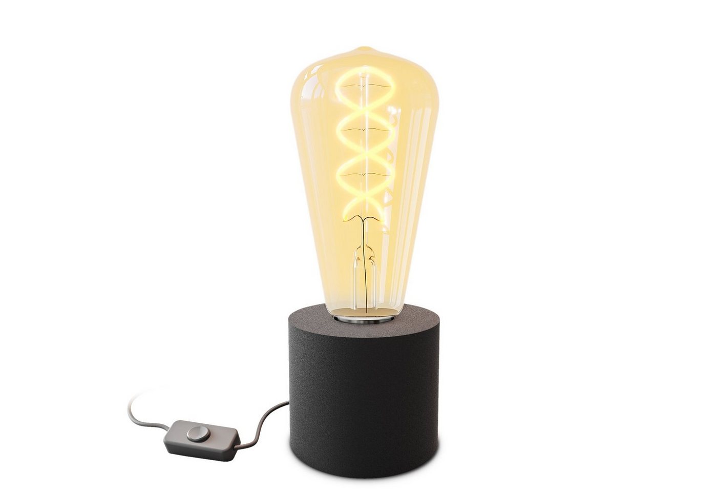 SSC-LUXon LED Spiegelleuchte NAMBI Wand- & Tischlampe schwarz mit Kabel & Stecker mit Edison LED, Extra Warmweiß Bild 4