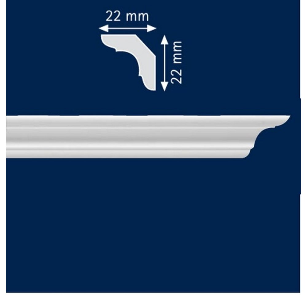 PROVISTON Stuckleiste Polystyrol, 22 x 22 x 2000 mm, Weiß, Deckenleiste, Polystyrol