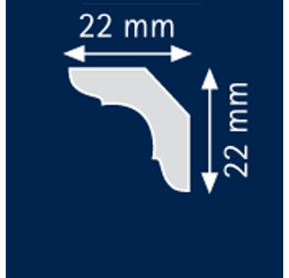 PROVISTON Stuckleiste Polystyrol, 22 x 22 x 2000 mm, Weiß, Deckenleiste, Polystyrol Bild 2