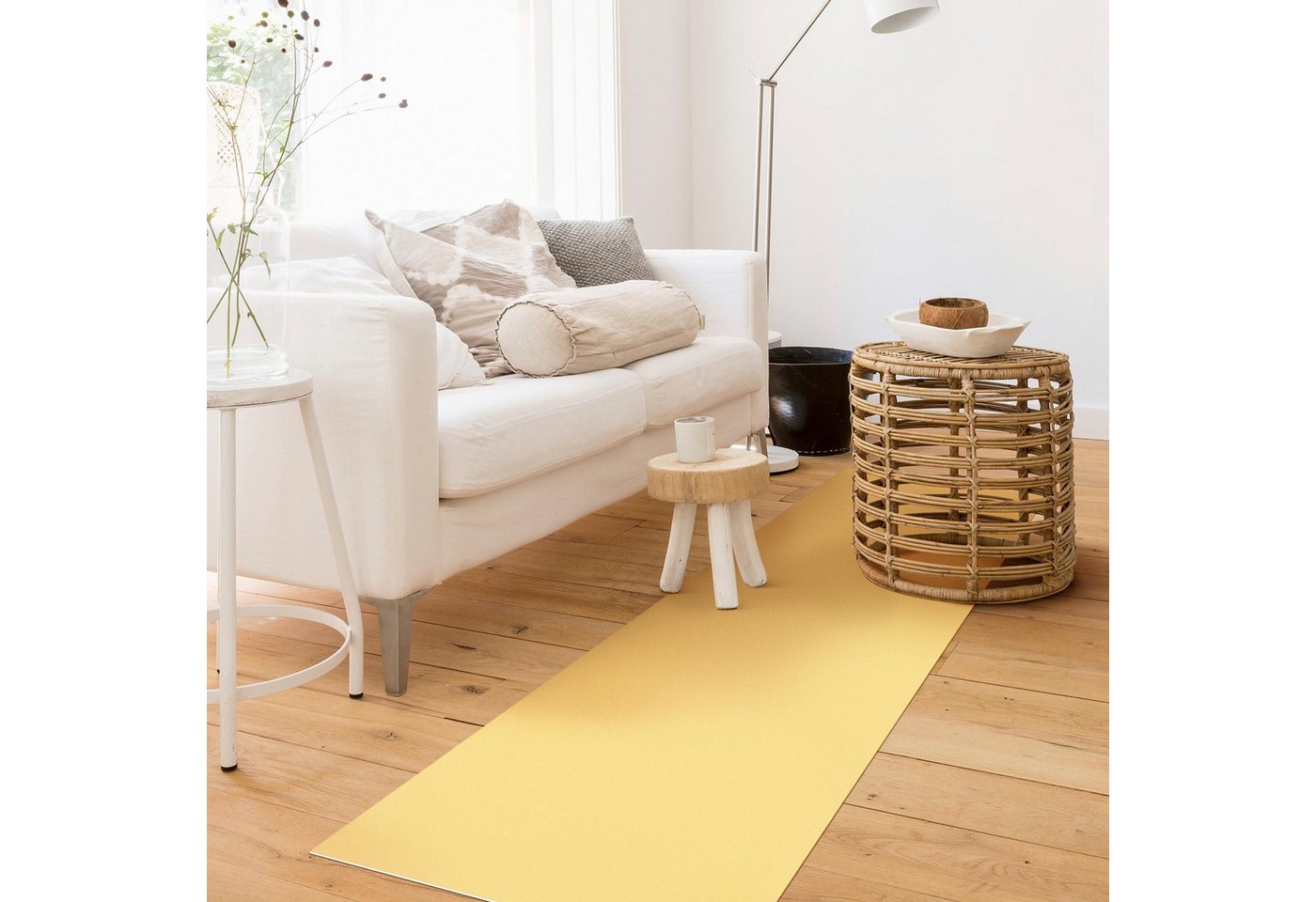Bilderdepot24 Teppich Teppich Vinyl Flur Küche Einfarbig funktional lang modern, Läufer - gelb glatt, nass wischbar (Schmutz, Tierhaare) Saugroboter & Bodenheizung geeignet Bild 2