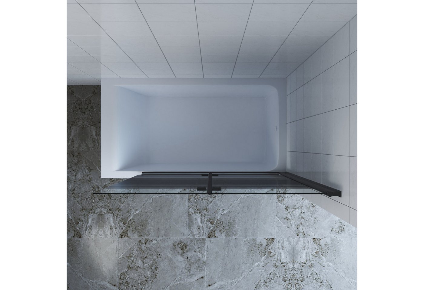 AQUABATOS Badewannenfaltwand Eck 2 teilig 120x140cm, 5 mm ESG mit Nano Beschichtung, Badewannenaufsatz,Spritzschutzwand Faltwand Duschwand für Badewanne