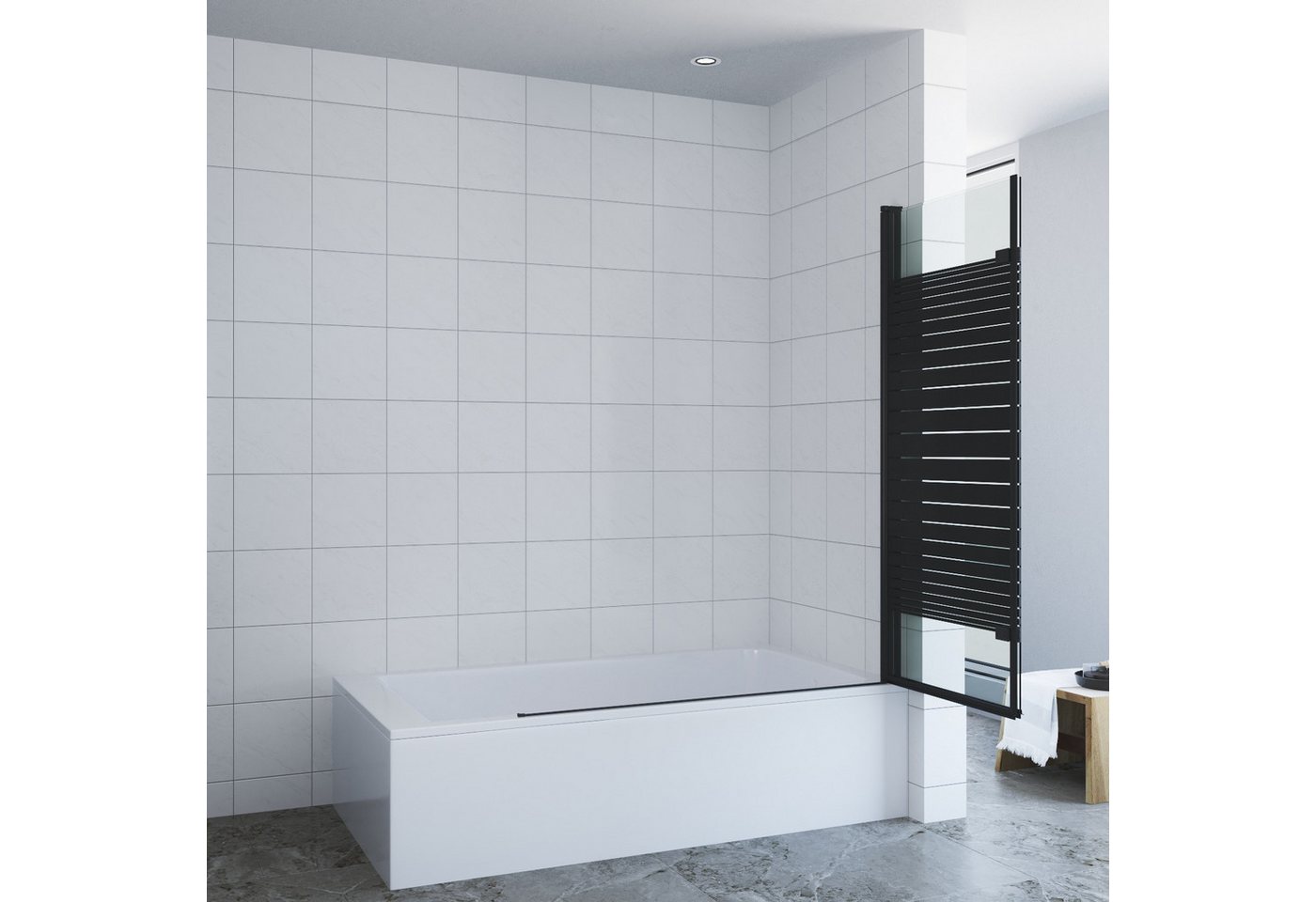 AQUABATOS Badewannenfaltwand Eck 2 teilig 120x140cm, 5 mm ESG mit Nano Beschichtung, Badewannenaufsatz,Spritzschutzwand Faltwand Duschwand für Badewanne Bild 4