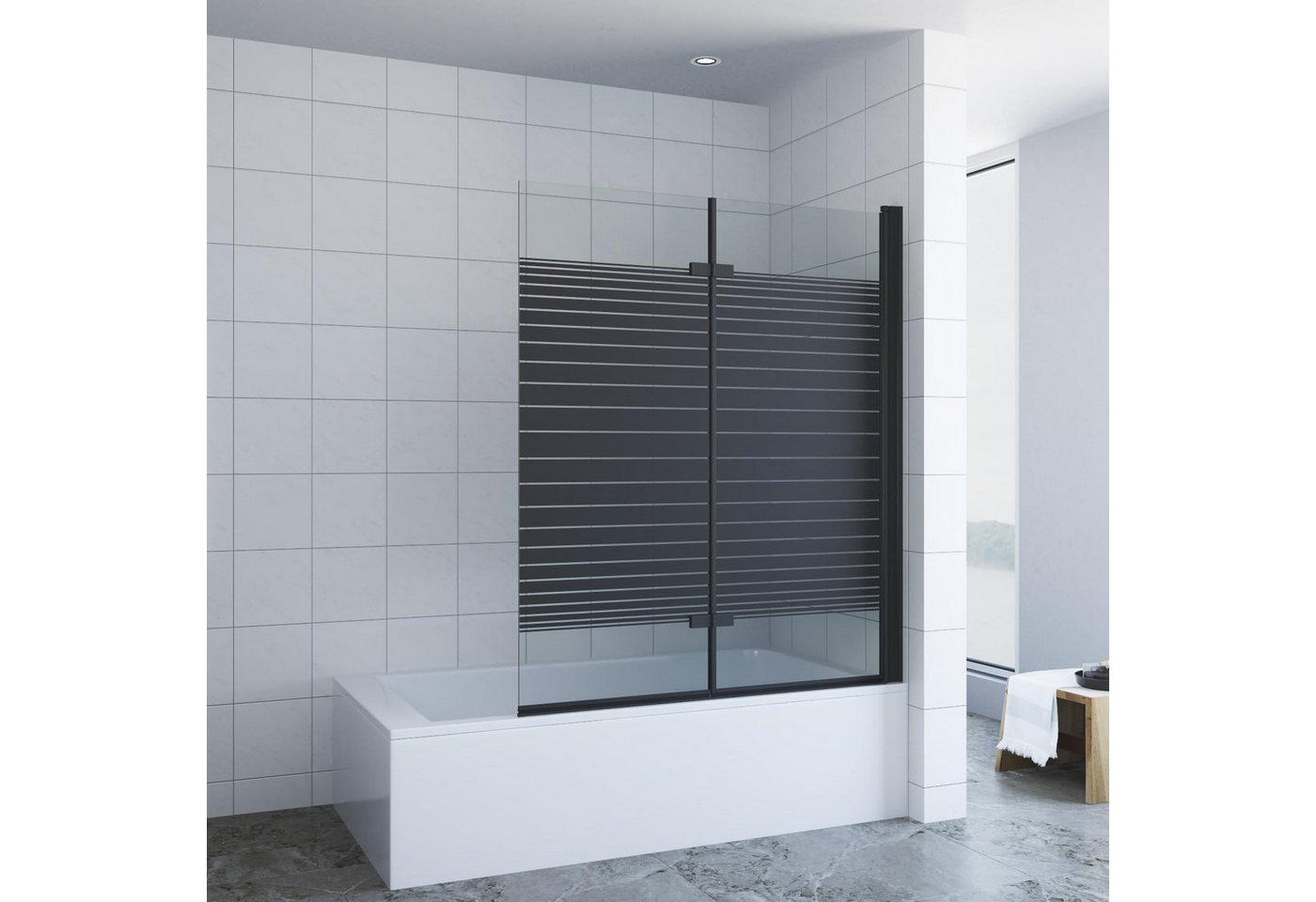 AQUABATOS Badewannenfaltwand Eck 2 teilig 120x140cm, 5 mm ESG mit Nano Beschichtung, Badewannenaufsatz,Spritzschutzwand Faltwand Duschwand für Badewanne Bild 5