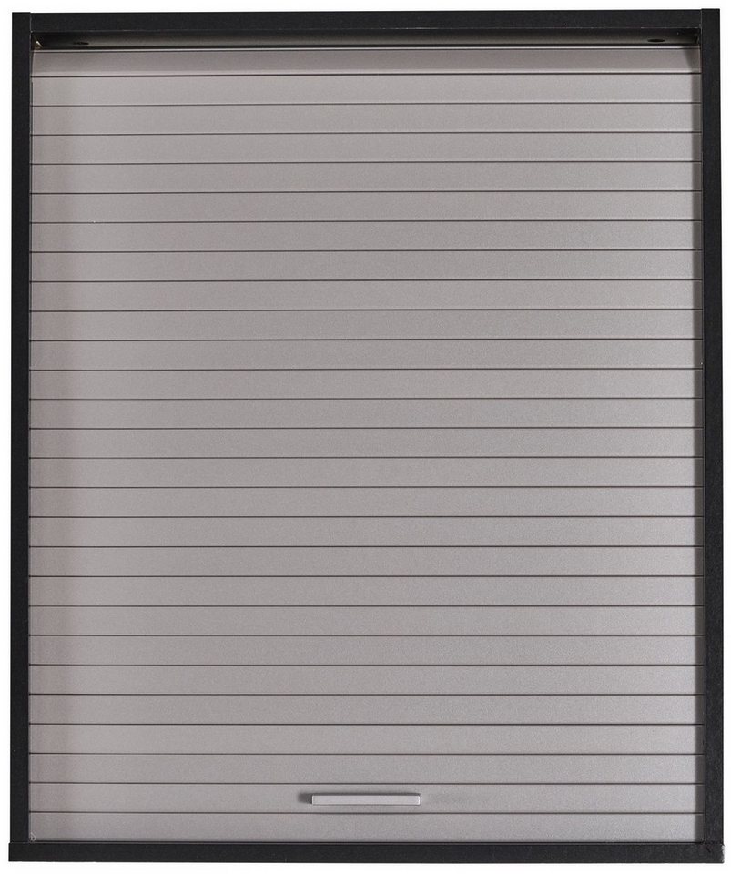 SIMMOB Rollladenschrank Küchenschrank, höhenverstellbare Böden, Schwarz-Aluminium, 72x60x35cm