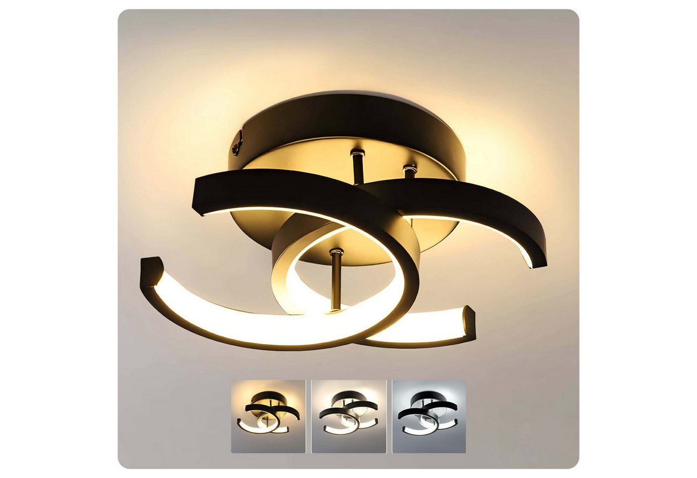 ibettertec Deckenleuchten 3-Farbige Decken-Lampe Dimmbar LED Deckenleuchte, LED fest integriert, Warmweiß Kaltweiß Neutralweiß, Wohnzimmer Flur Küchen Eingang Bild 2