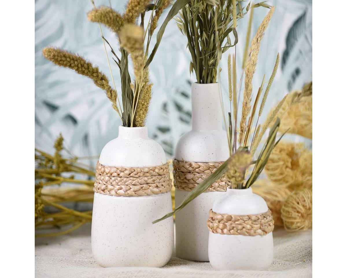 Florists Products Übertopf Blumenvase Weiß Keramik Seegras Deko Vase Tischdeko Modern Bild 2