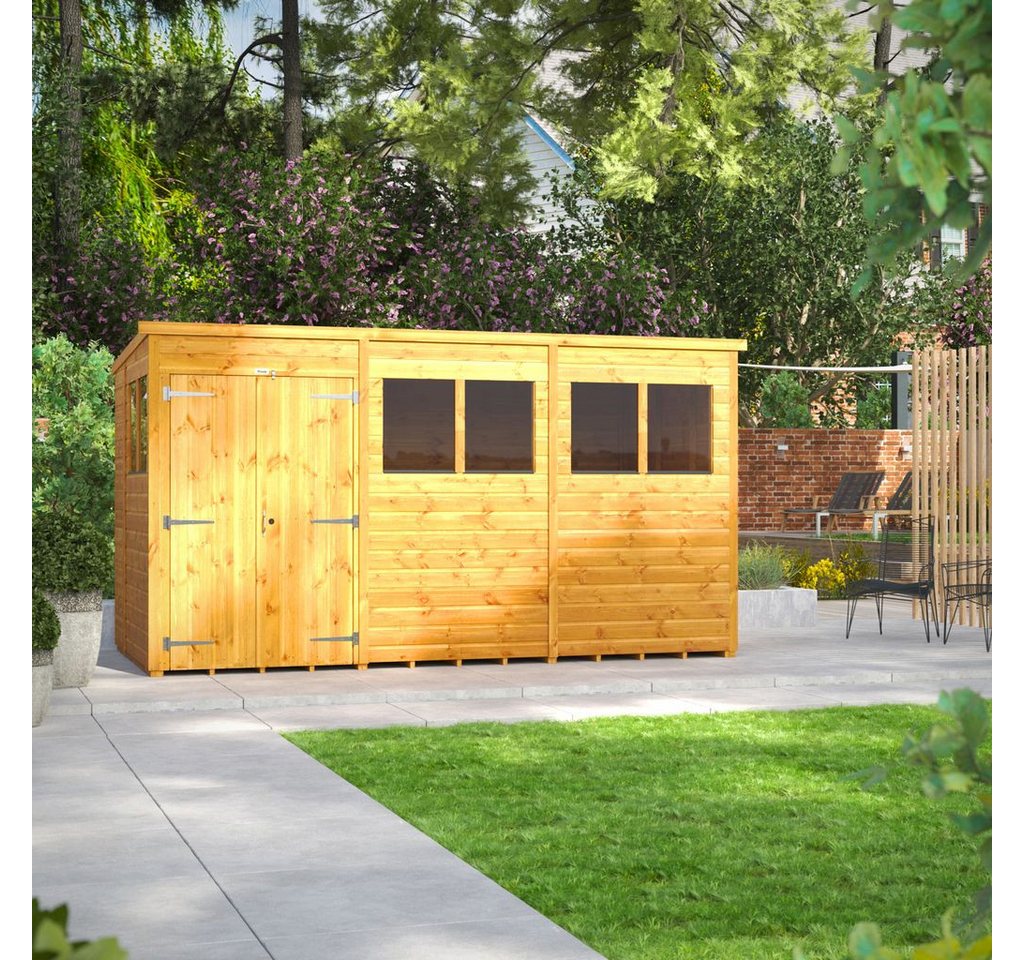 Powersheds Gartenhaus mit Pultdach aus Nut- und Feder Vollholz mit Doppeltür, BxT: 360x180 cm, (Polyester-verstärkte Dachpappe, gehärtetes Glas, hochwertiges Holz), Hochwertiges Holz Bild 3