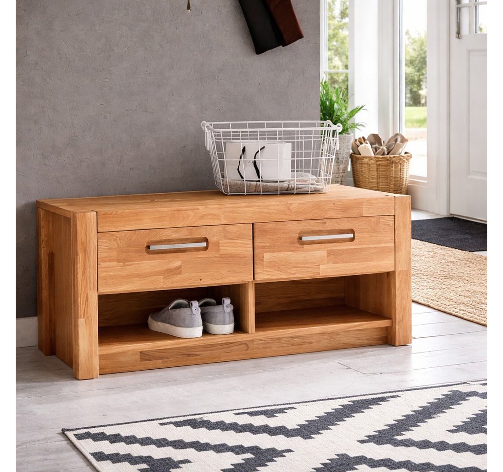 bv-vertrieb Garderobenschrank Garderobenbank Wildeiche 2 Schubkästen und 2 offenen Fächern #4058 Bild 2