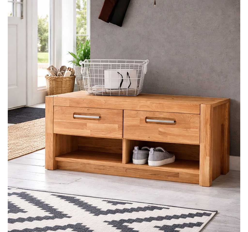 bv-vertrieb Garderobenschrank Garderobenbank Wildeiche 2 Schubkästen und 2 offenen Fächern #4058 Bild 4
