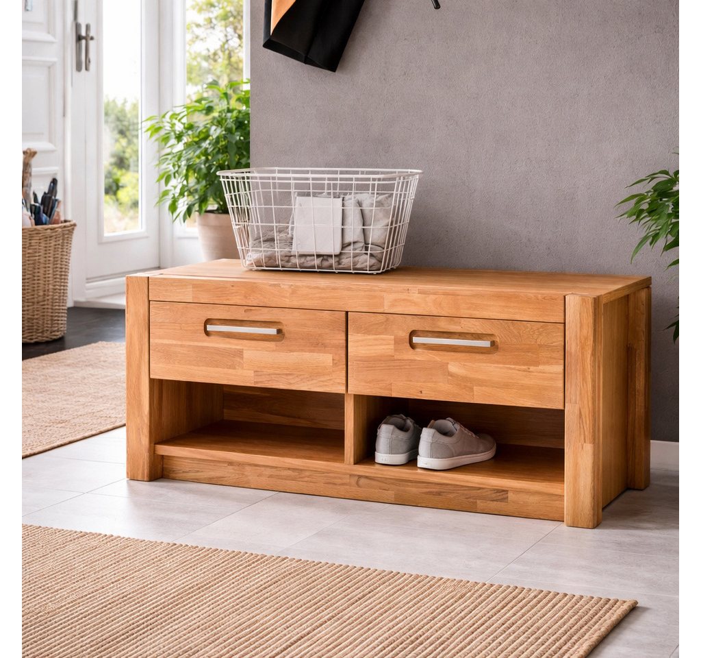 bv-vertrieb Garderobenschrank Garderobenbank Wildeiche 2 Schubkästen und 2 offenen Fächern #4058 Bild 5