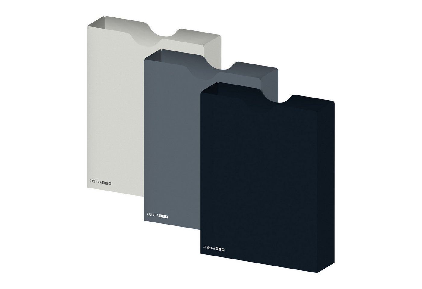 itenga Organisationsmappe itenga Heftbox DIN A4 Hochformat aus PP schwarz grau hellgrau - 3er Se