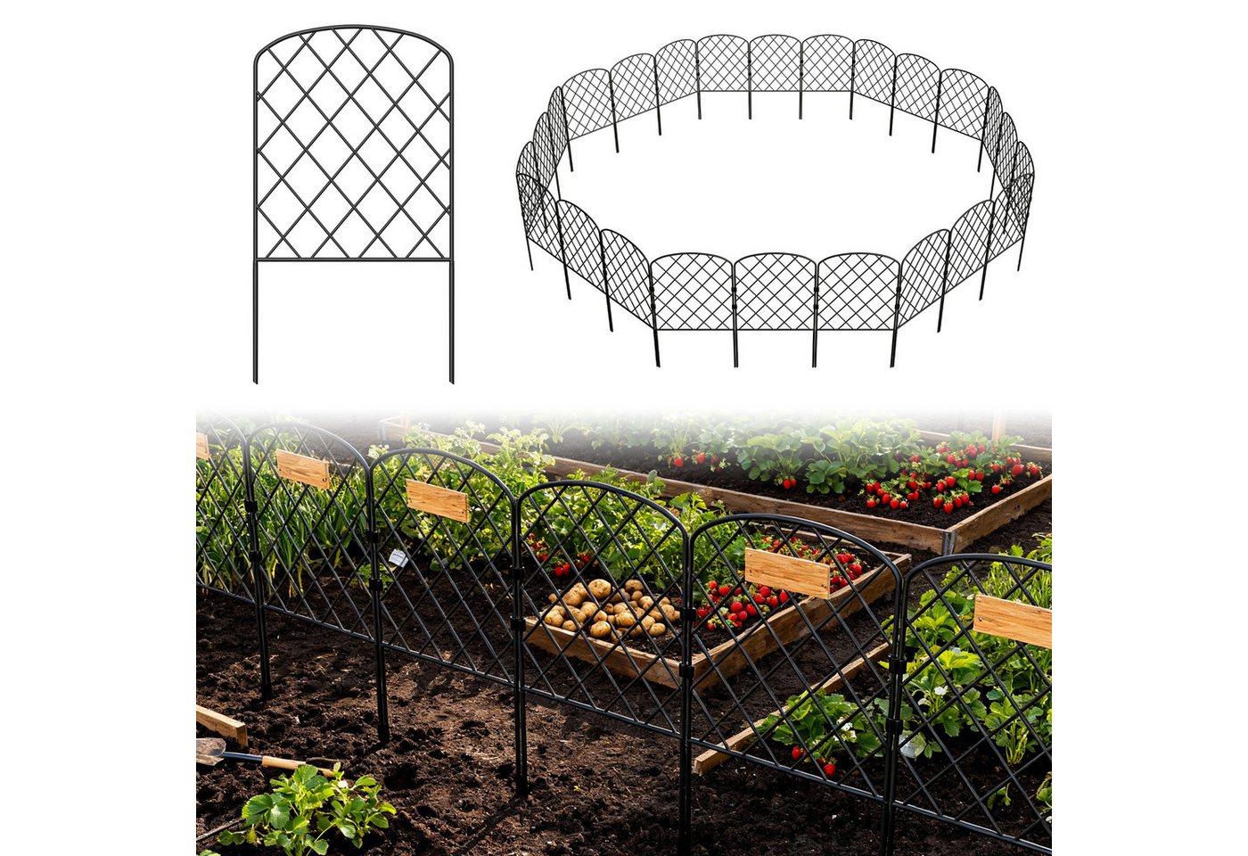 FIVMEN Gartenzaun Tierbarriere Zaun aus Metall Dekorativer Hundezaun Outdoor Tier, (10pcs/25pcs), Outdoor Tier Barriere für Tierbarriere 60 x 32cm (Rhombus)