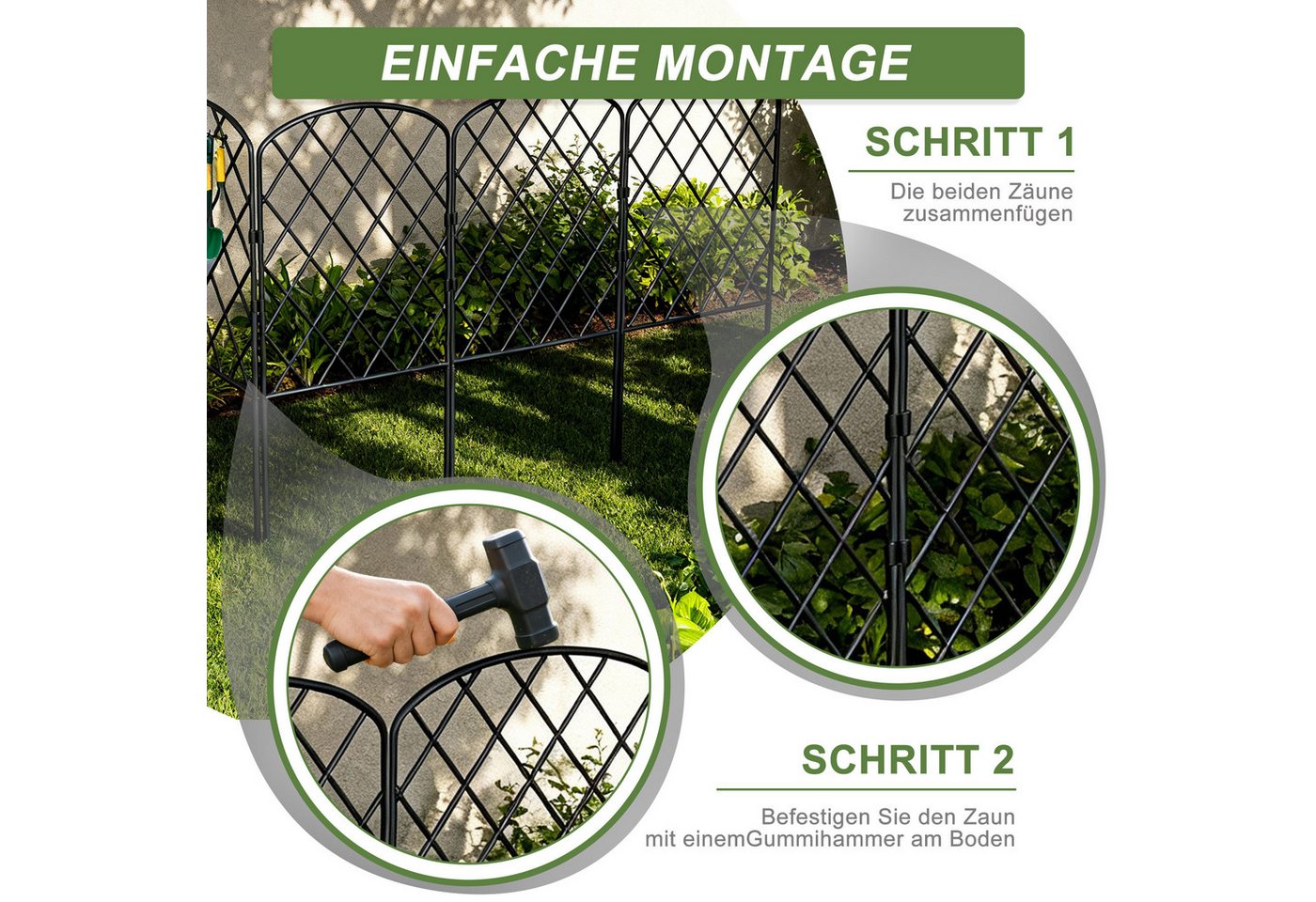 FIVMEN Gartenzaun Tierbarriere Zaun aus Metall Dekorativer Hundezaun Outdoor Tier, (10pcs/25pcs), Outdoor Tier Barriere für Tierbarriere 60 x 32cm (Rhombus) Bild 2