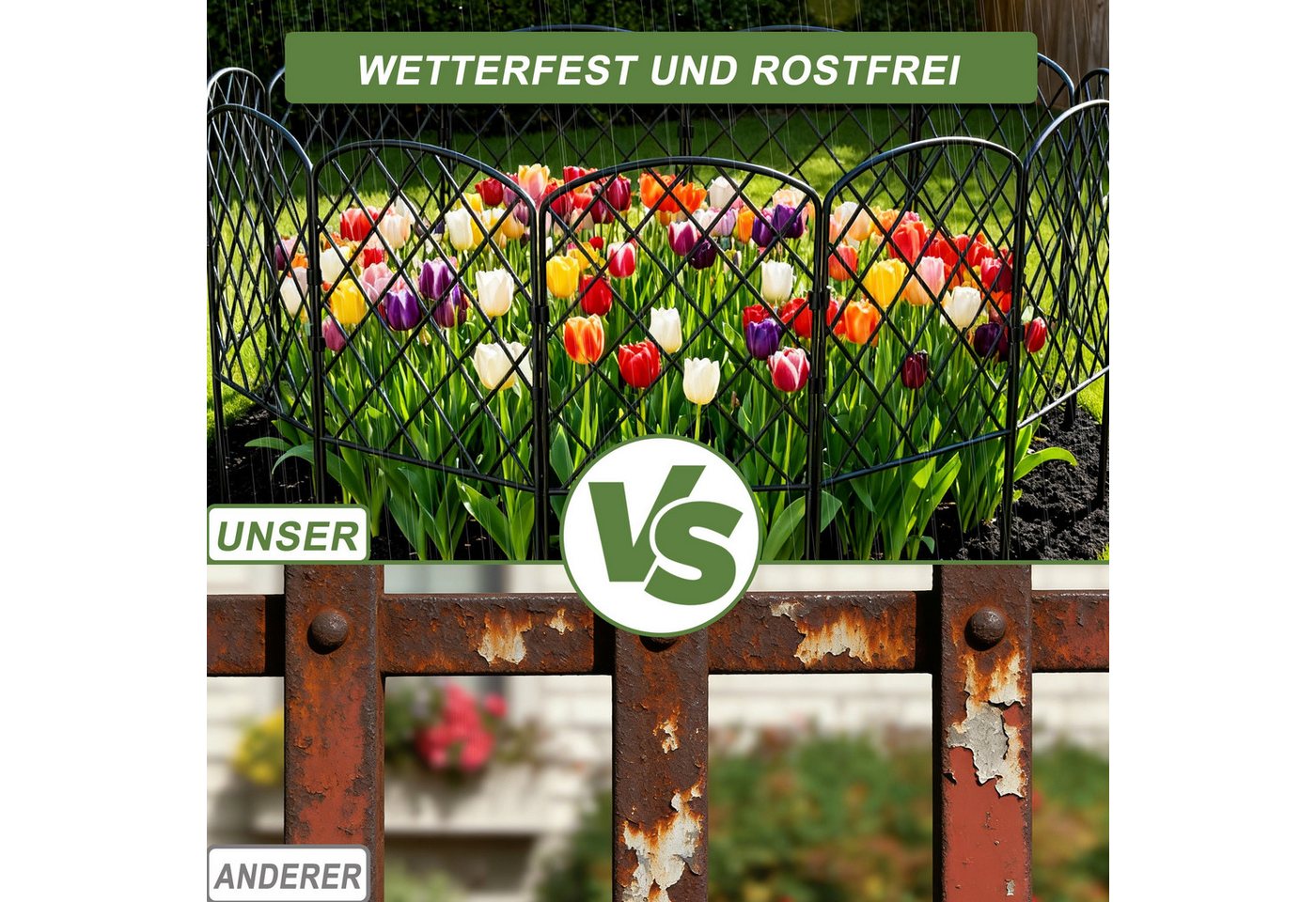 FIVMEN Gartenzaun Tierbarriere Zaun aus Metall Dekorativer Hundezaun Outdoor Tier, (10pcs/25pcs), Outdoor Tier Barriere für Tierbarriere 60 x 32cm (Rhombus) Bild 3
