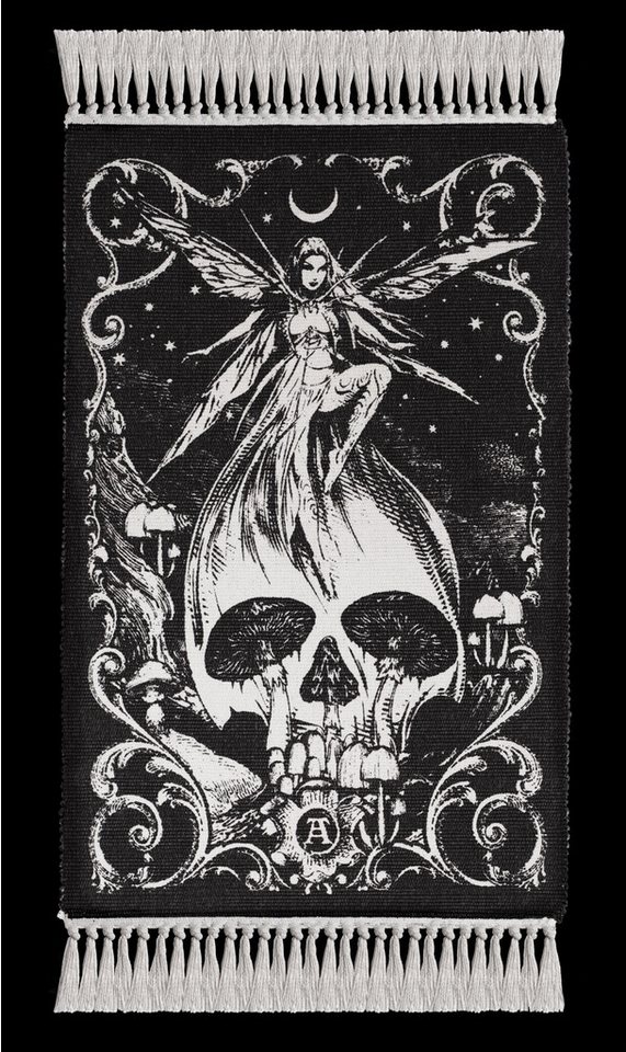 Figuren Shop GmbH Teppich Totenkopf Teppich – Gothic Elfen Motiv Forest Fairy Alchemy England, Höhe: 97 mm