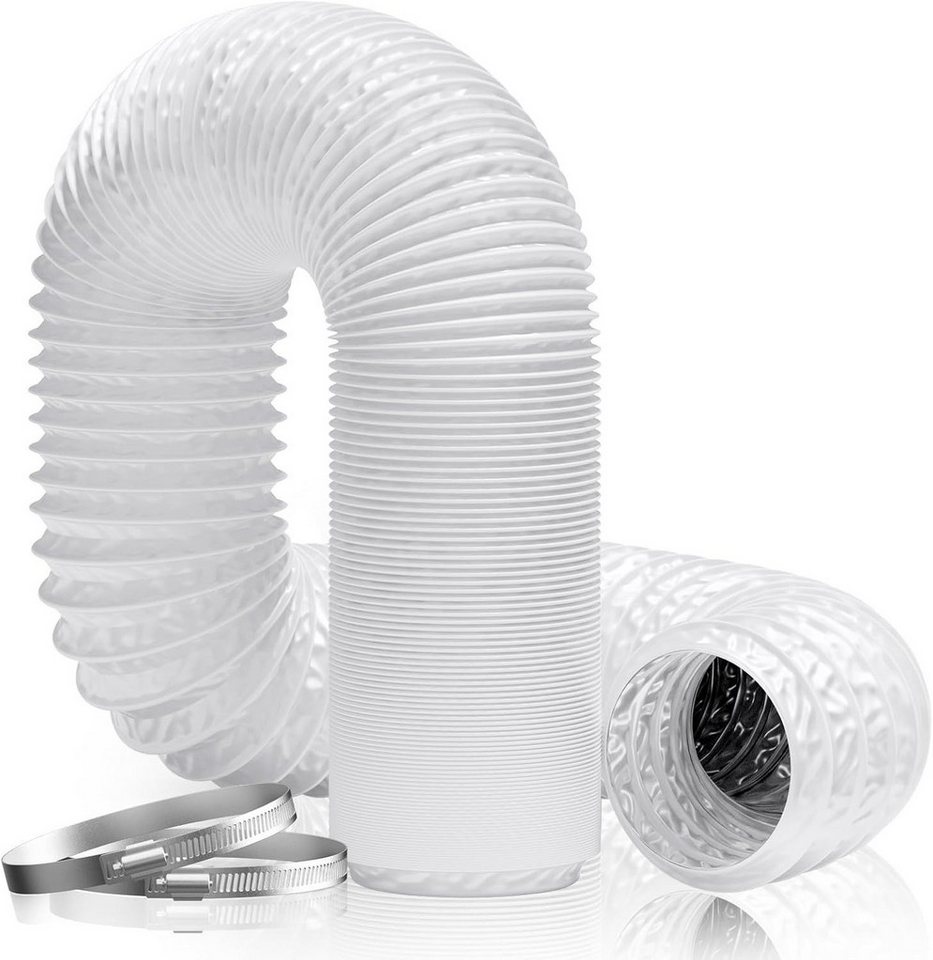 FELIXLEO Auspuff-Flexrohr Flexibler Abluftschlauch 150mm 5m Alu PVC für Trockner Lüfter Weiß, (2-tlg) Bild 2