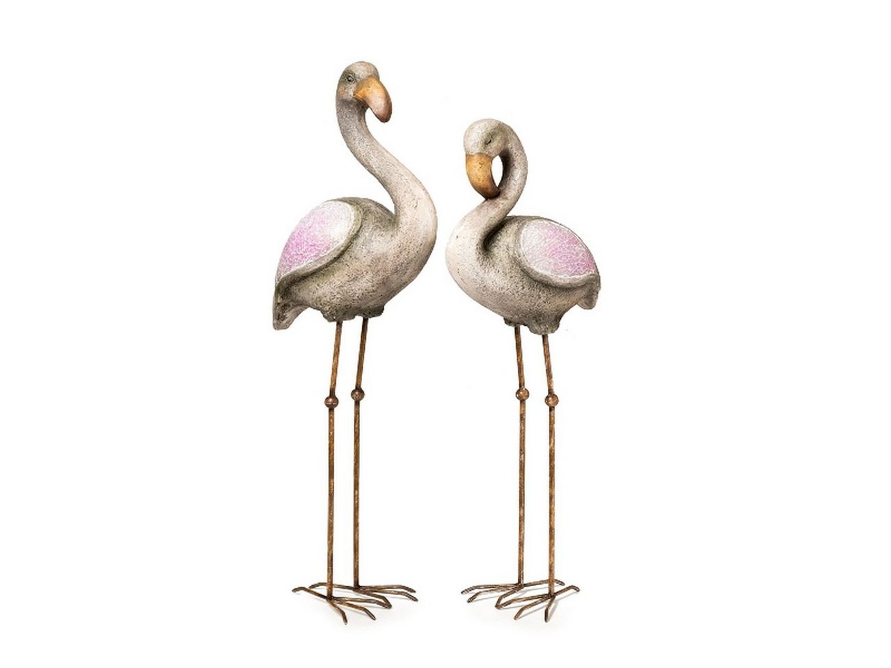 Dragimex Gartenfigur Flamingo Deko 2er Set pink Mosaik – Gartenfigur wetterfest 75 cm