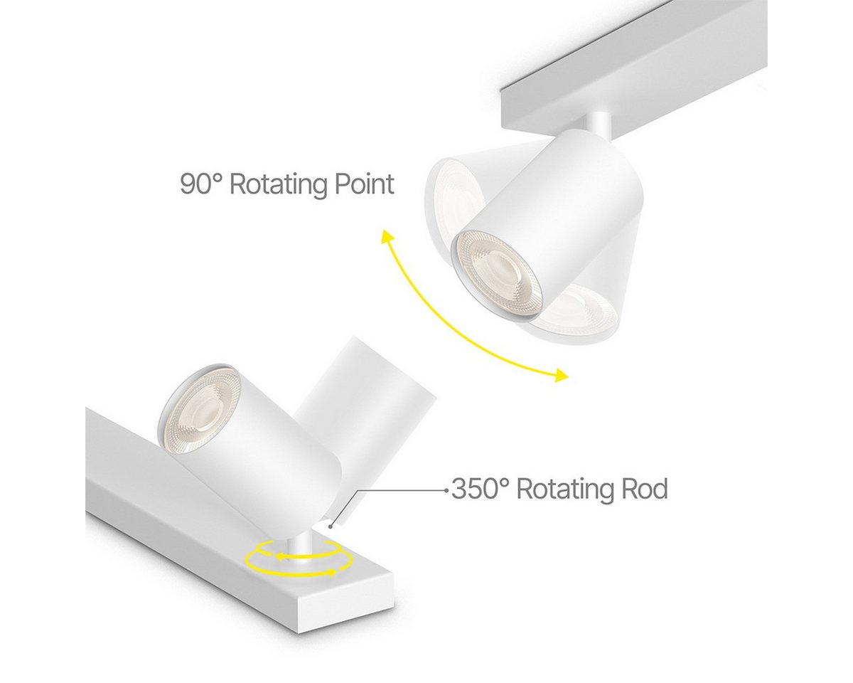 Braytron LED Deckenleuchte Spotleuchte Rund oder Eckig 1-4 Flammig GU10 Fassung Weiß Schwarz Gold, ohne Leuchtmittel, Deckenlampe GU10, Schwenkbare Spots, 1-4 Flammig Bild 2