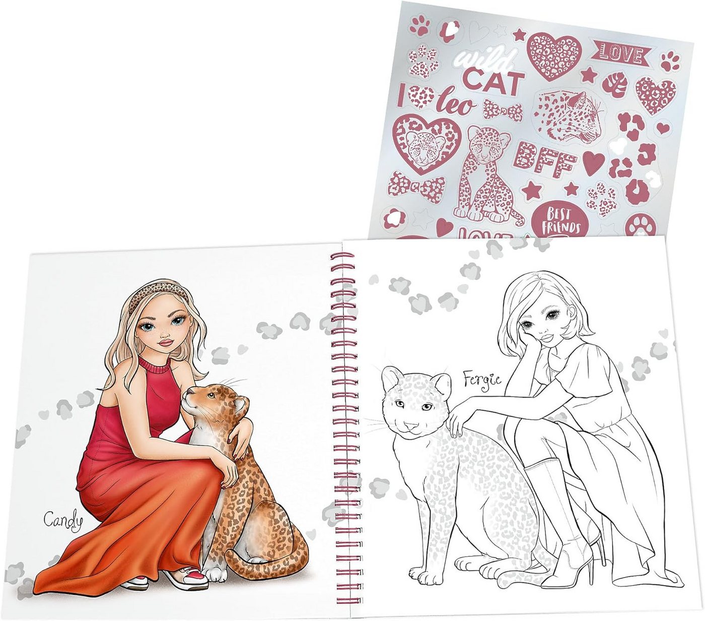 Depesche Skizzenbuch TOPModel Malbuch mit 40 Seiten zum Gestalten von Model Motiven, Inkl. 1 Stickerbogen, mit Leoparden-Thema