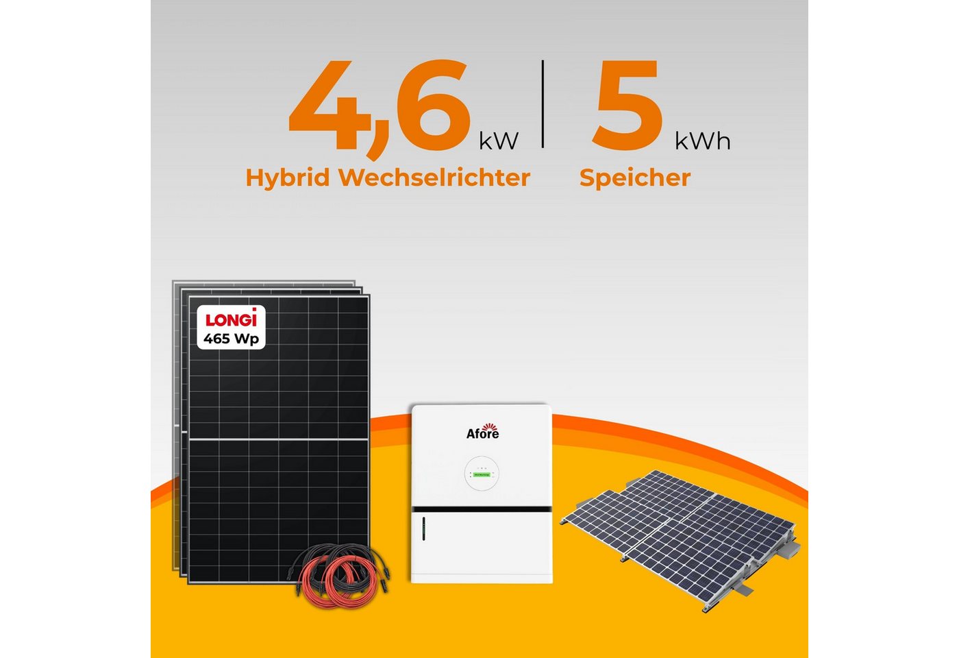 LONGI Solaranlage LONGi 2in1 PV-Tower, 4,6 kW Solaranlage + 5 kWh Speicher, Flachdach, (21-St)