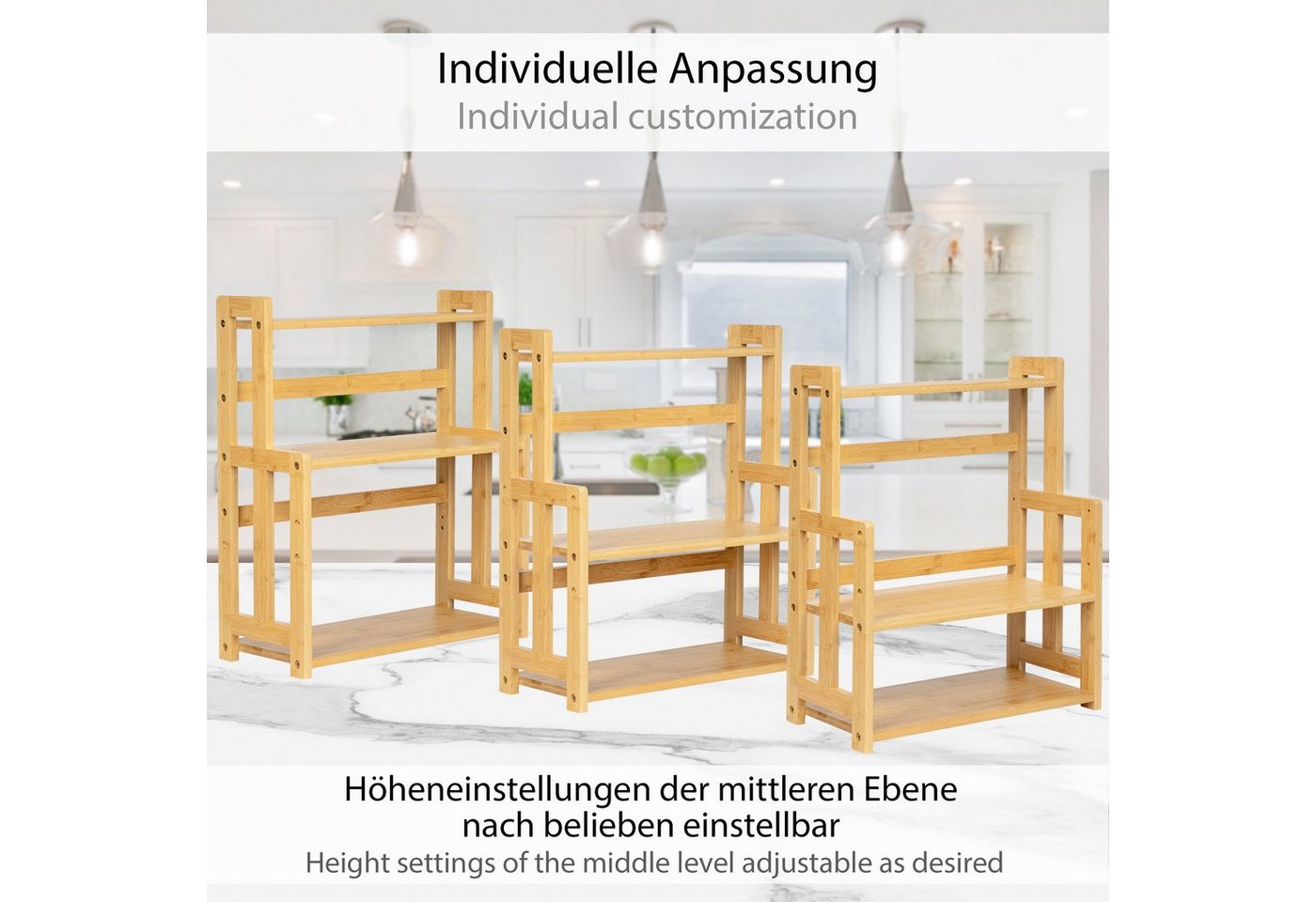 ONVAYA Gewürzregal Bambus Gewürzregal mit 3 Etagen, Küchenregal aus Holz Bild 2
